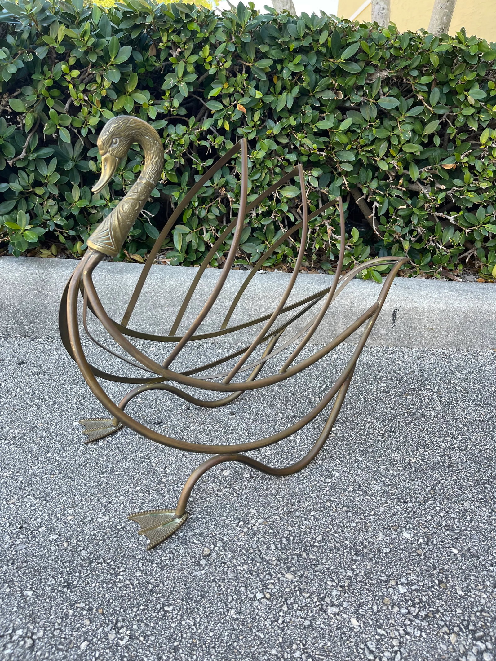 Maison Jansen Brass Swan Magazine Holder - 8