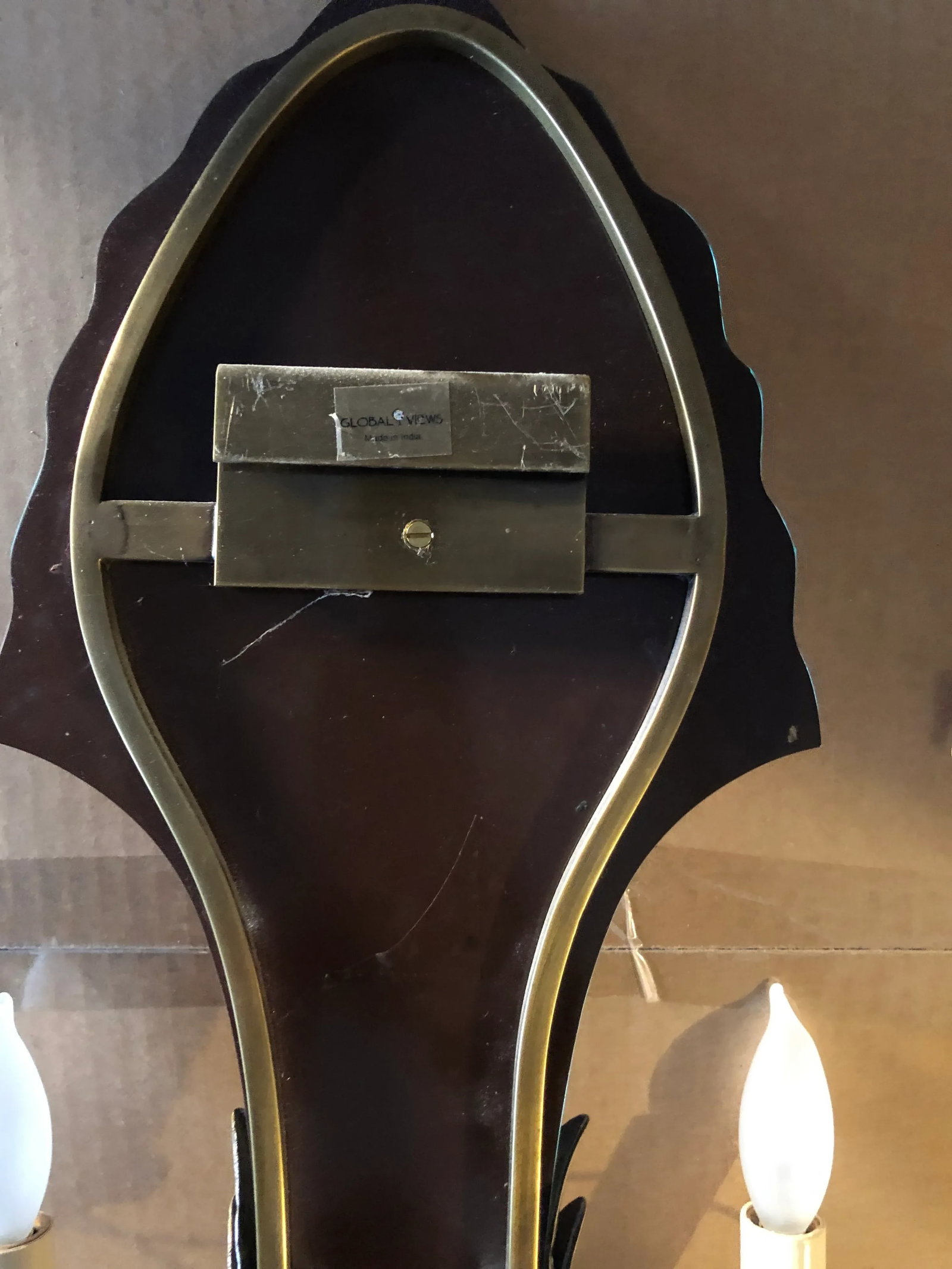 Pair of Global Views Mirror & Brass Sconces - 4