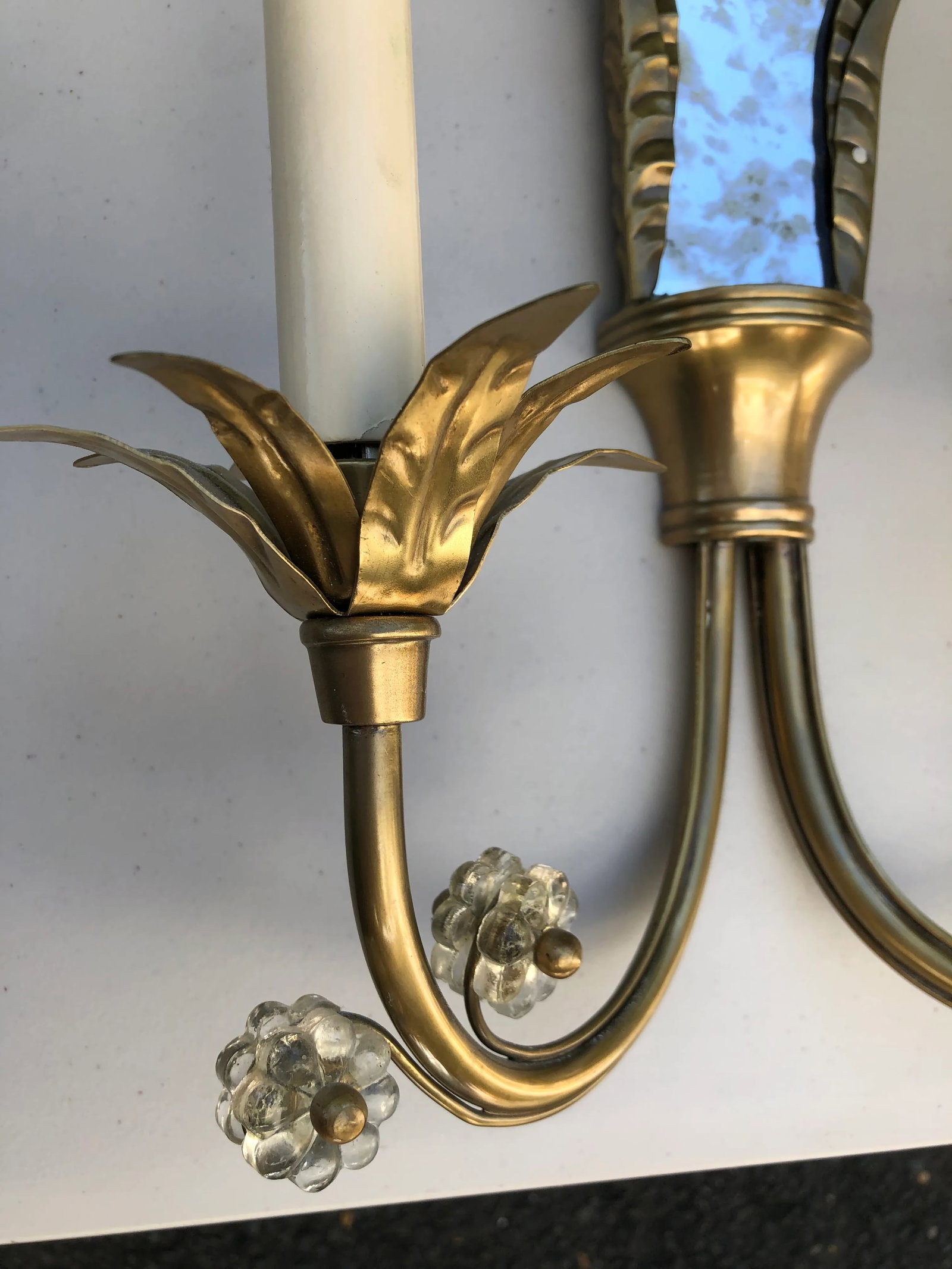Pair of Global Views Mirror & Brass Sconces - 5