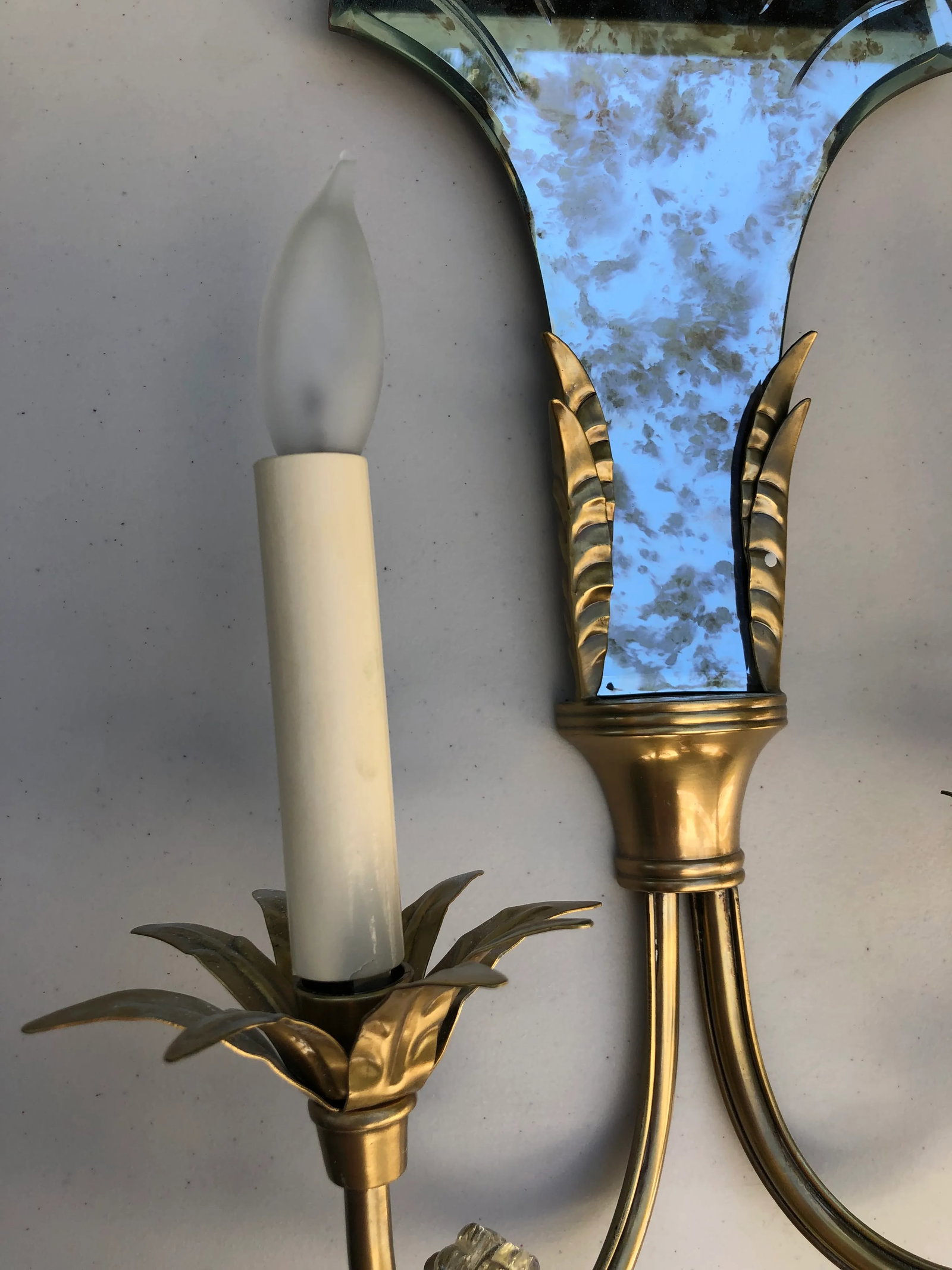 Pair of Global Views Mirror & Brass Sconces - 6