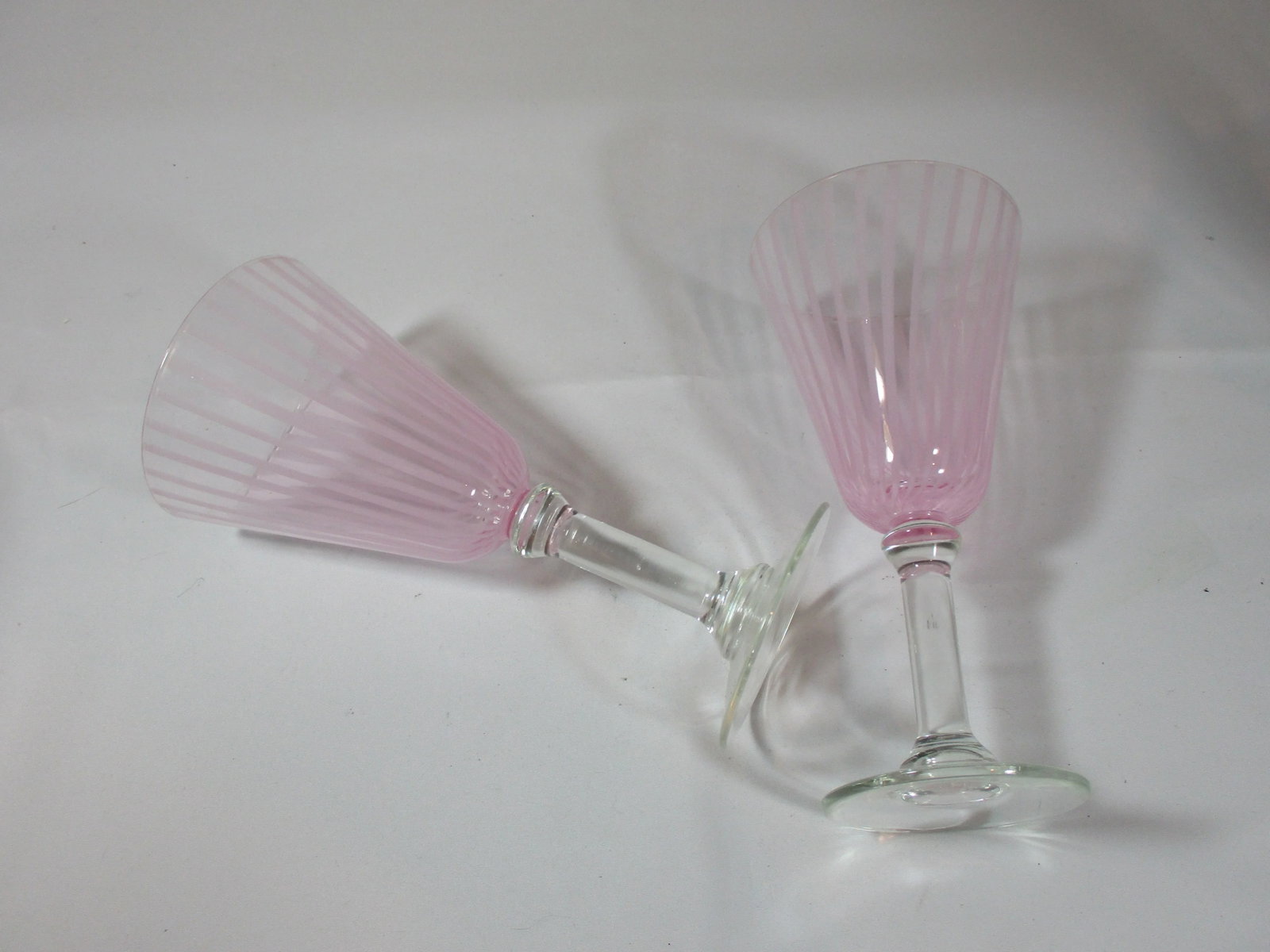 1960s Pink Striped Murano Style Martini Pitcher and Stemmed Goblets Set- 7 Pieces - 10