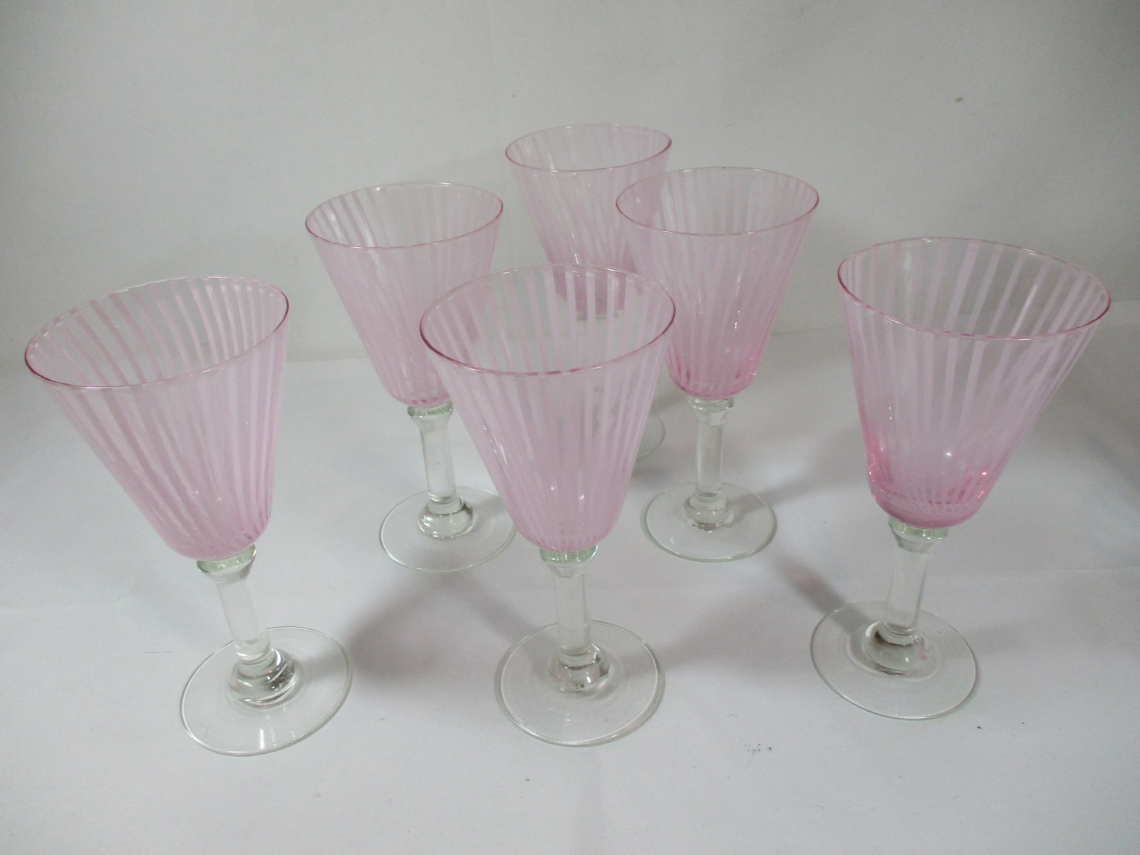 1960s Pink Striped Murano Style Martini Pitcher and Stemmed Goblets Set- 7 Pieces - 11