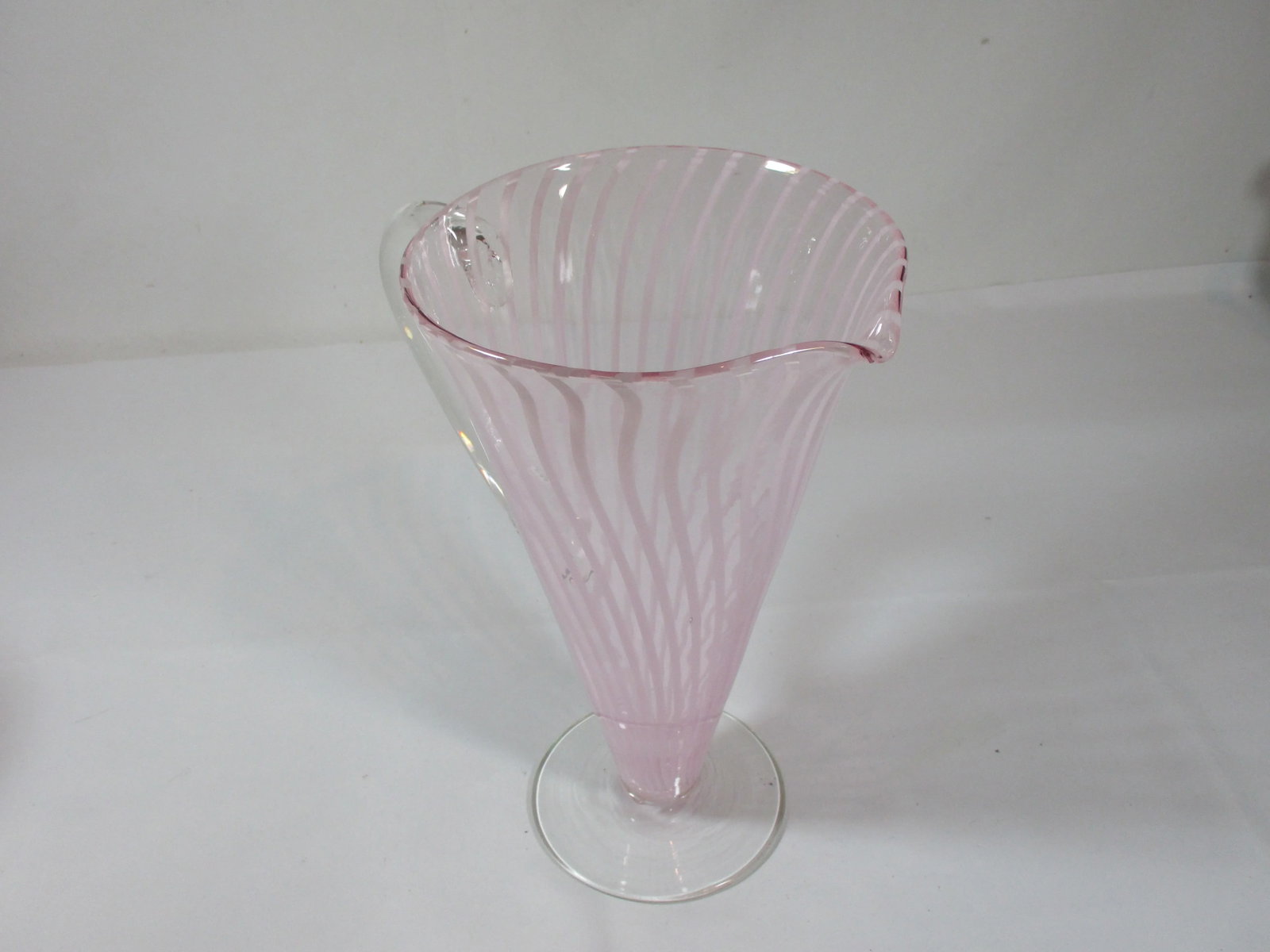 1960s Pink Striped Murano Style Martini Pitcher and Stemmed Goblets Set- 7 Pieces - 6