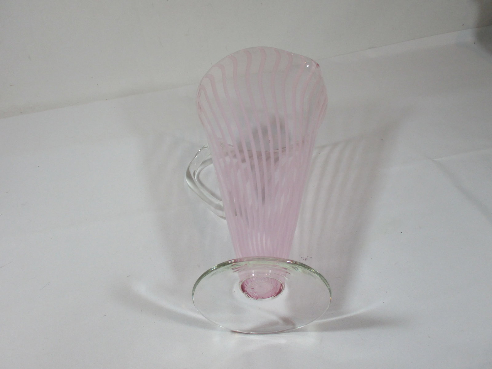 1960s Pink Striped Murano Style Martini Pitcher and Stemmed Goblets Set- 7 Pieces - 7