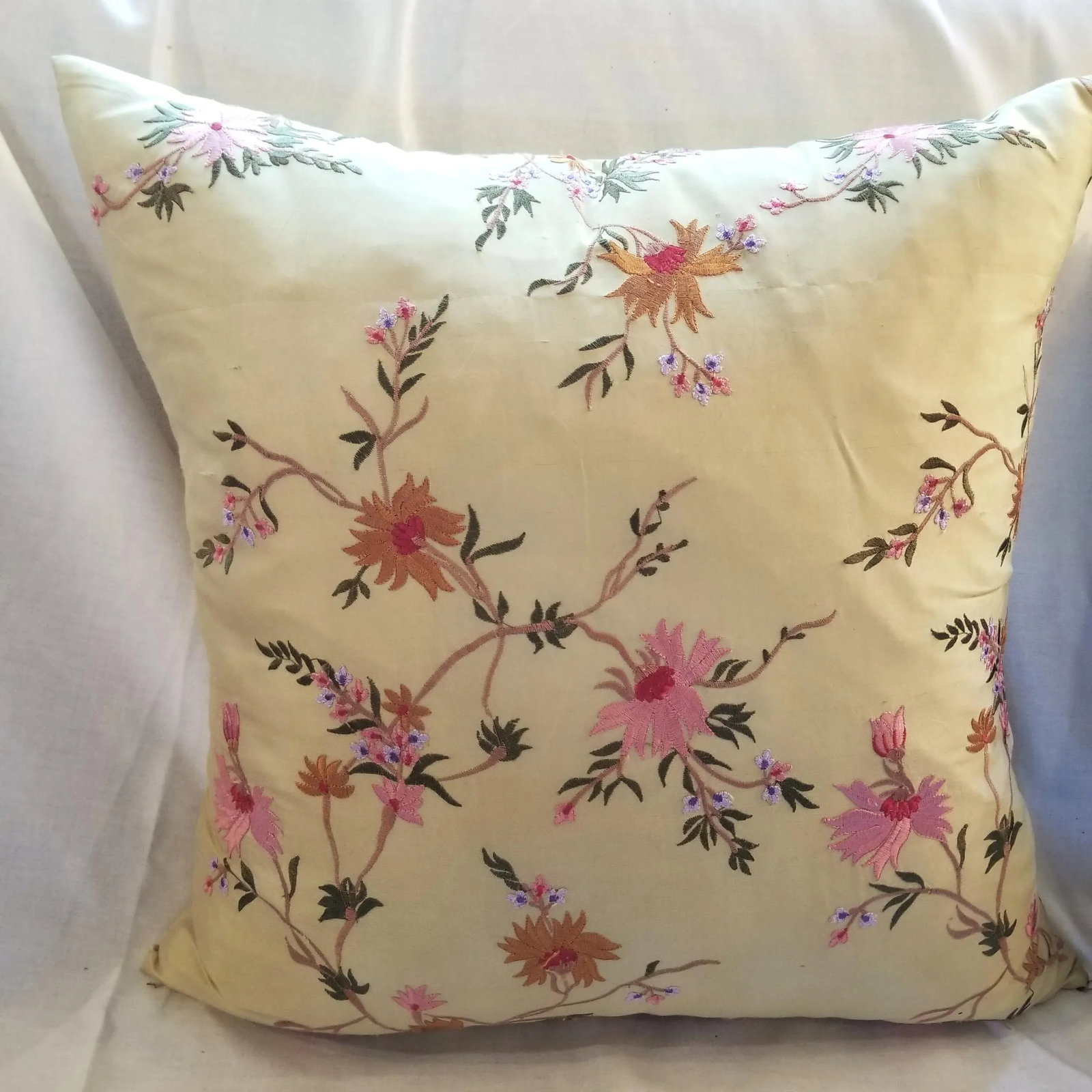 Pair of Embroidered Silk Throw Pillows - 4