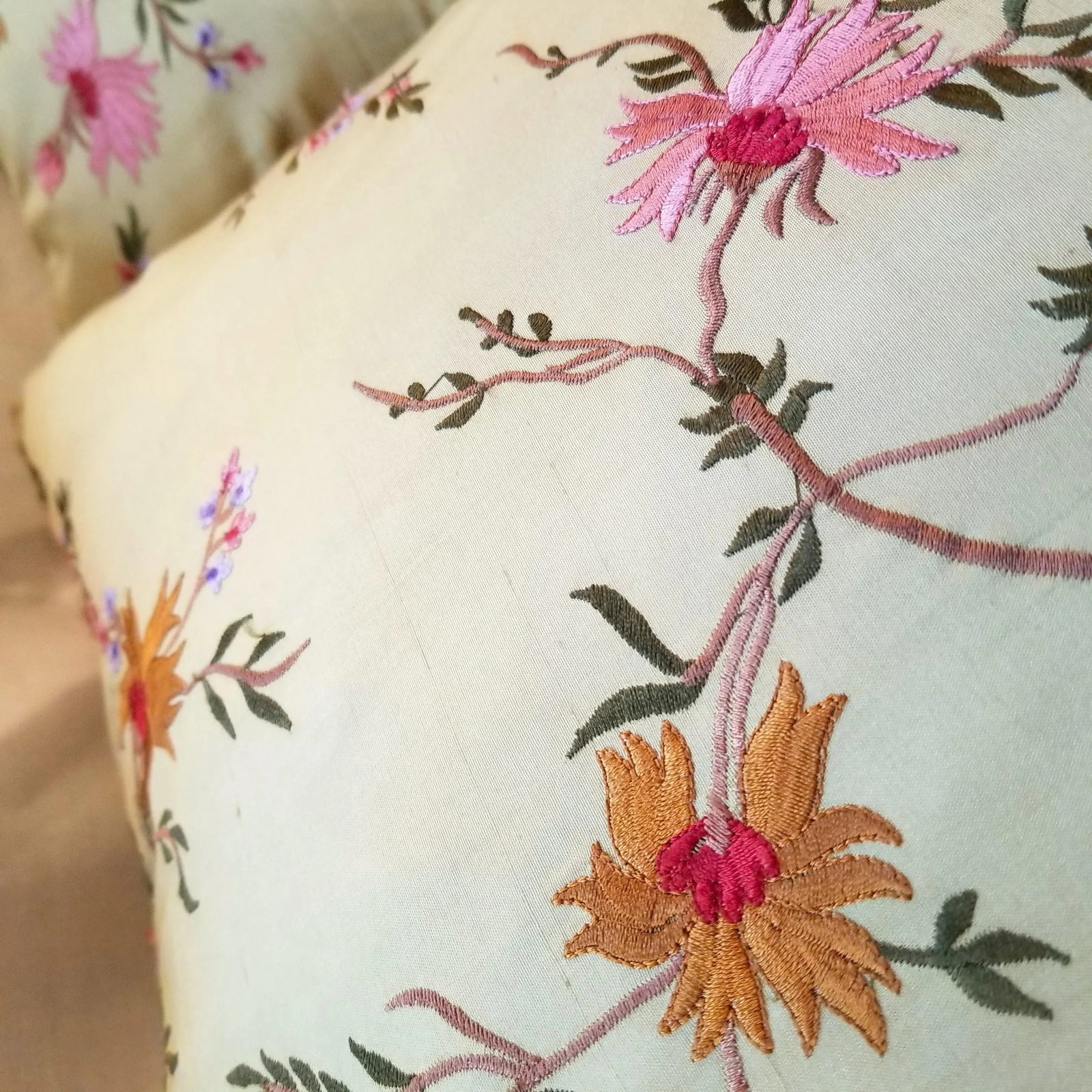 Pair of Embroidered Silk Throw Pillows - 5