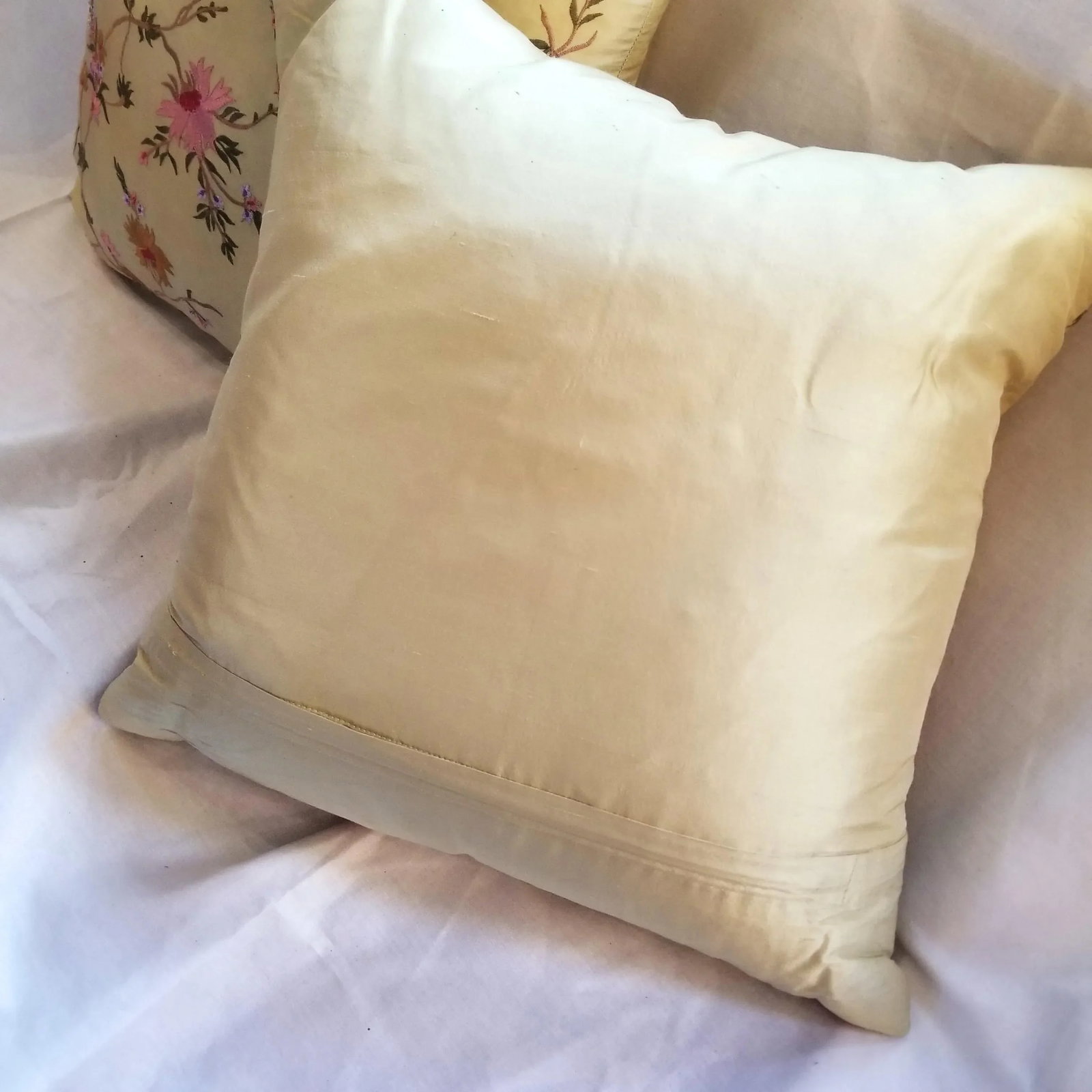 Pair of Embroidered Silk Throw Pillows - 6