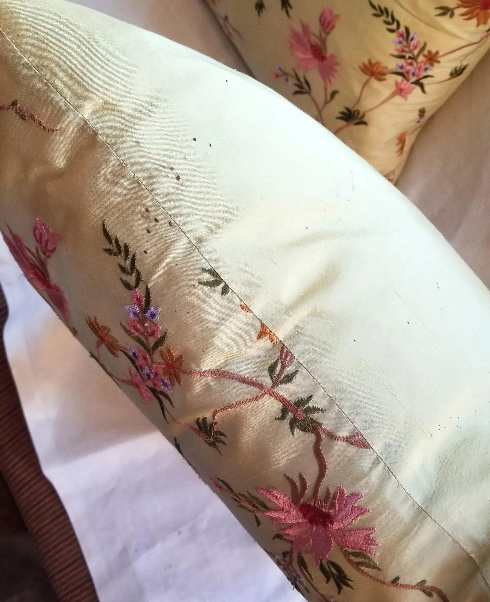 Pair of Embroidered Silk Throw Pillows - 8