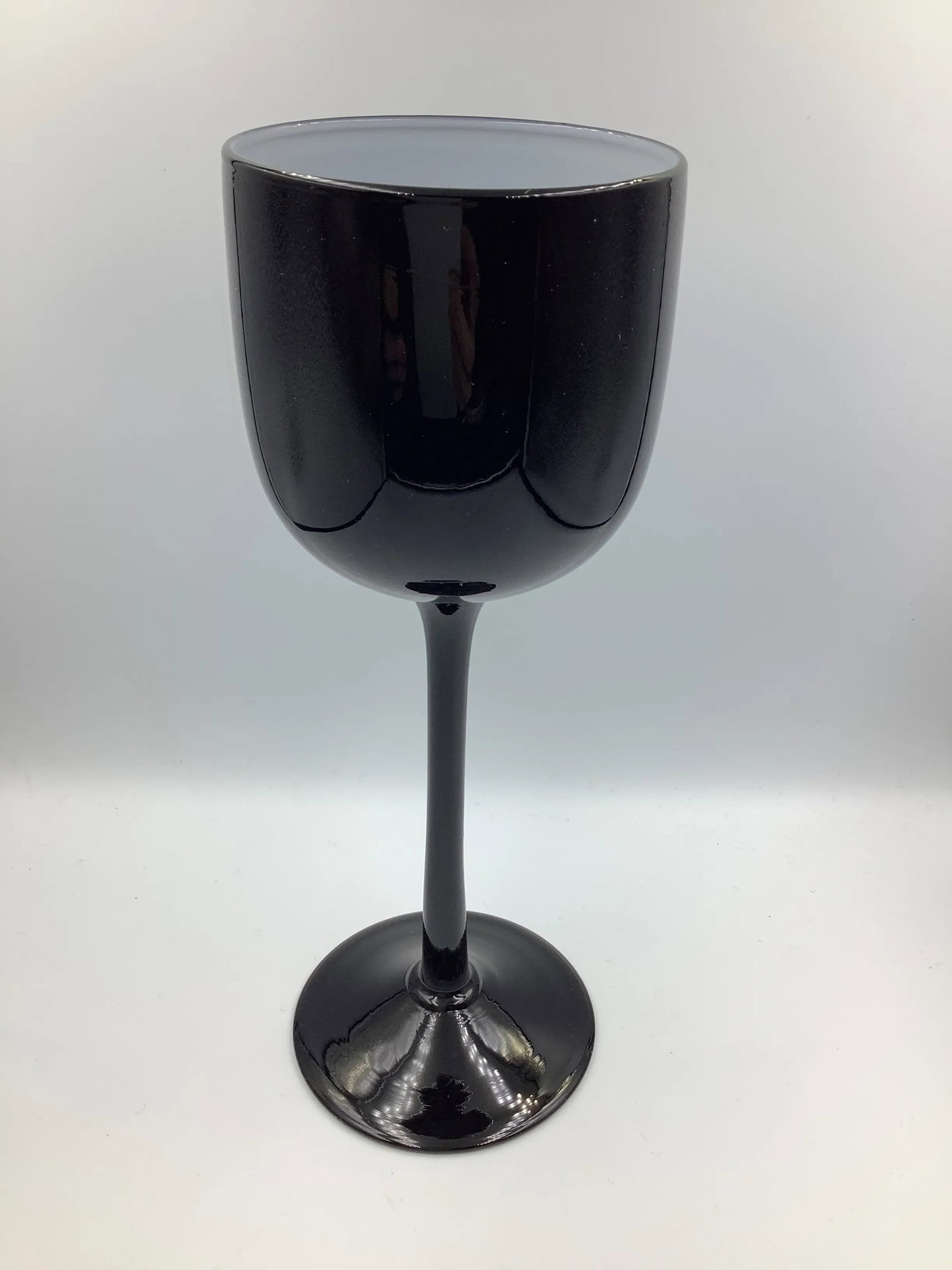Vintage Carlo Moretti Italy Black White Tall Stem Cased Glass Wine Glasses - Set of 10 - 2