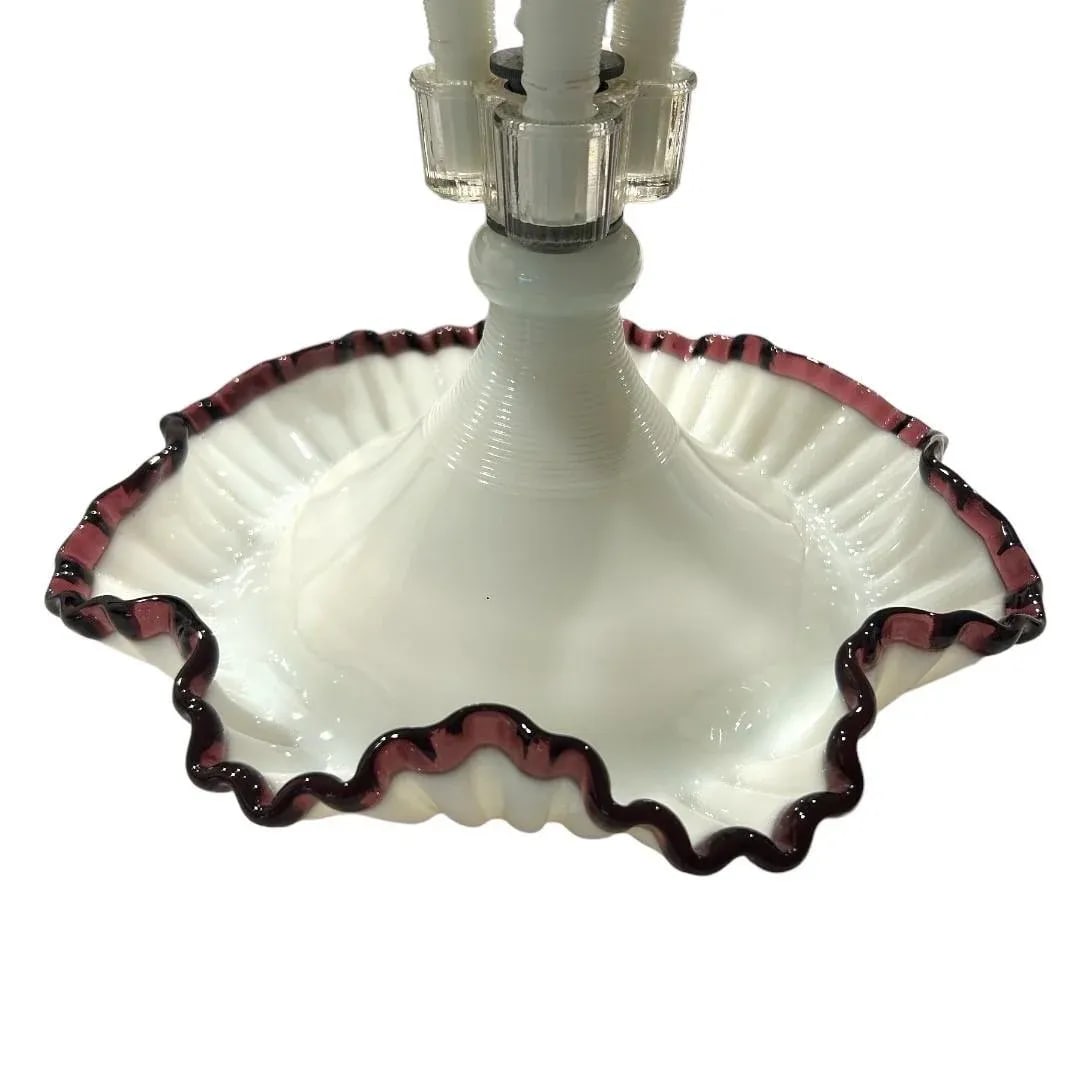 Antique Fenton Opalescent Amethyst Glass 4 Horn Epergne - 4
