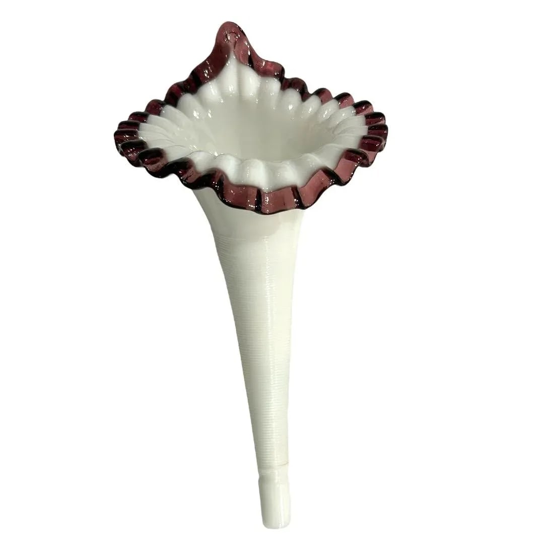 Antique Fenton Opalescent Amethyst Glass 4 Horn Epergne - 5