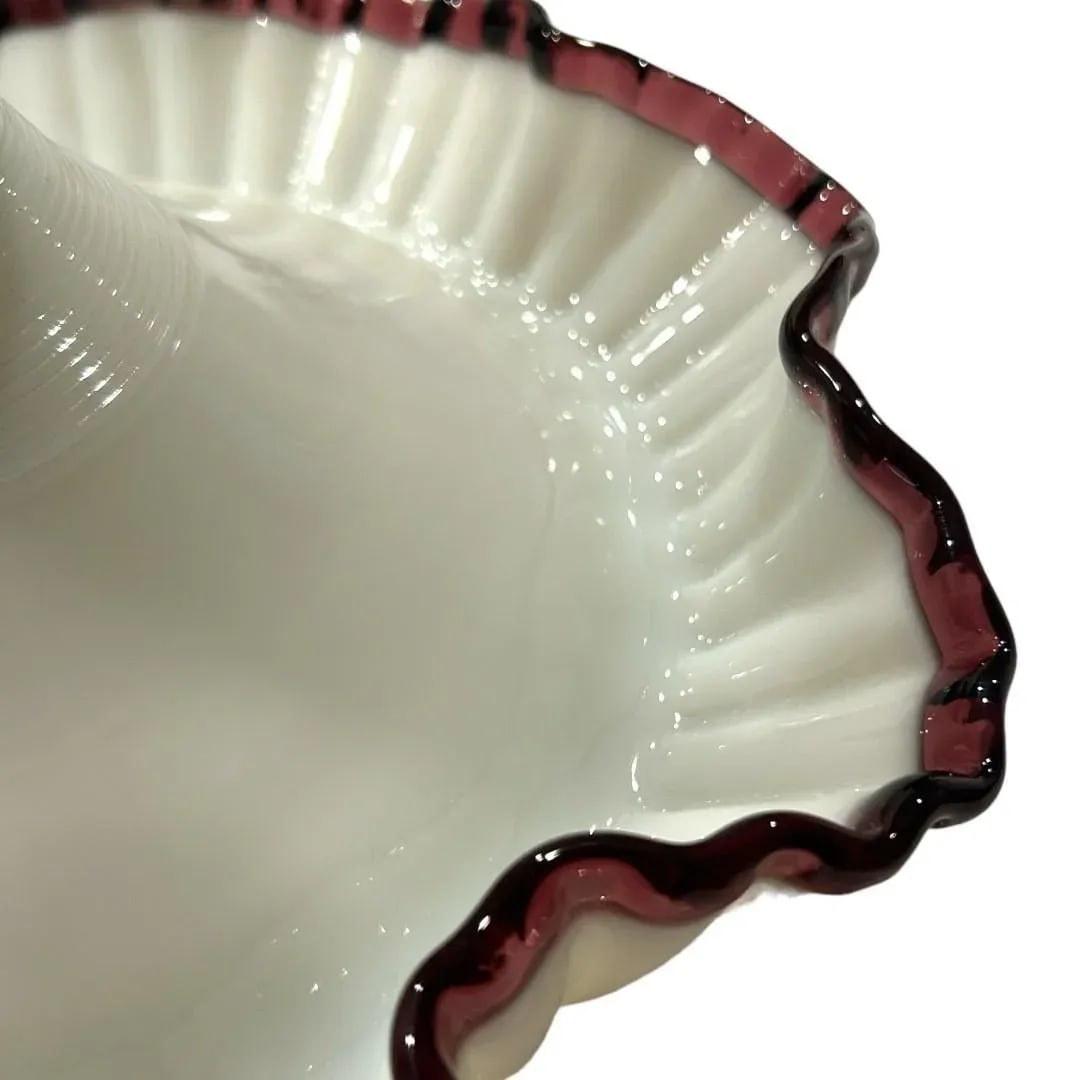 Antique Fenton Opalescent Amethyst Glass 4 Horn Epergne - 6