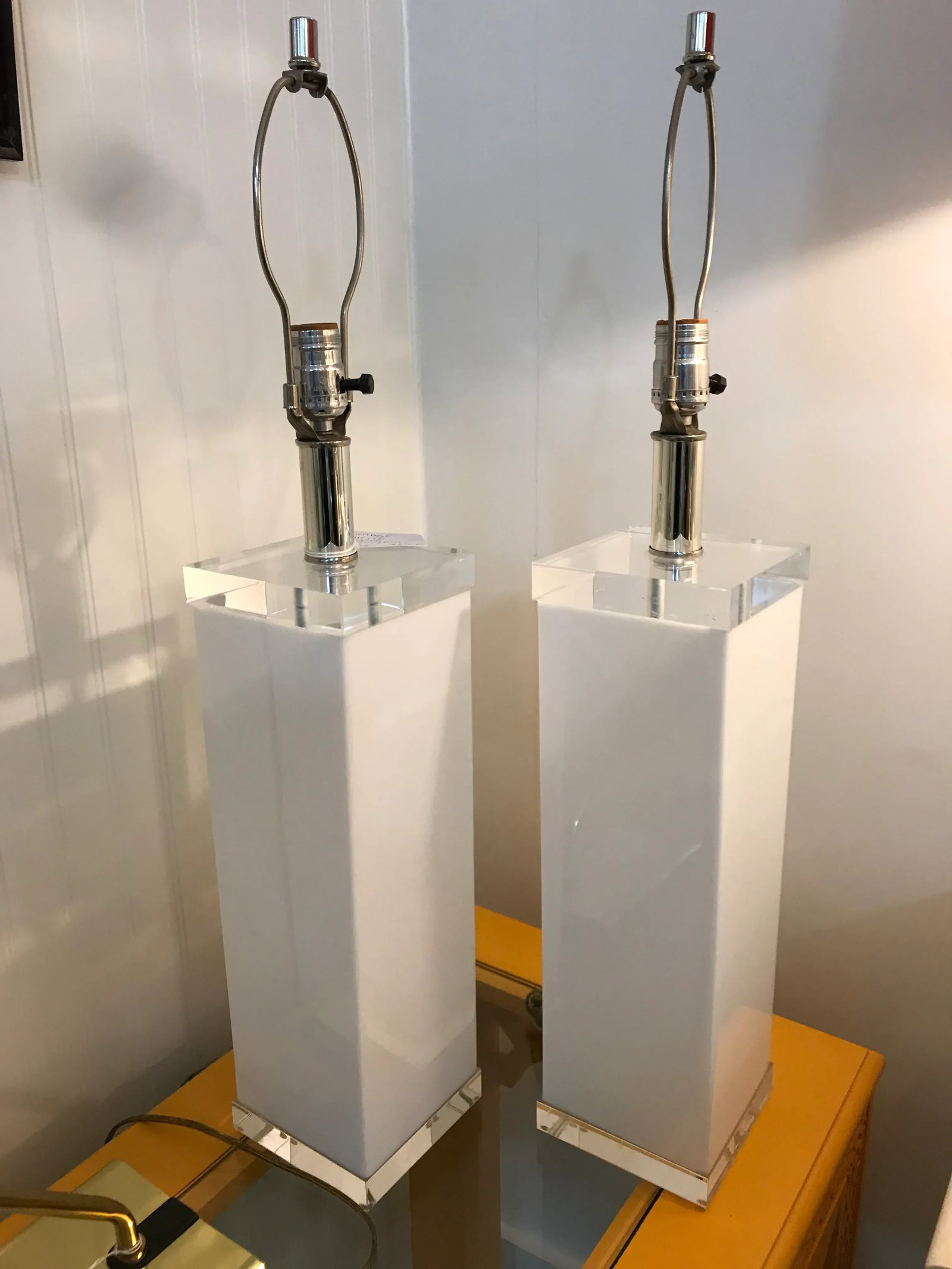 White Lucite Lamps - a Pair - 10