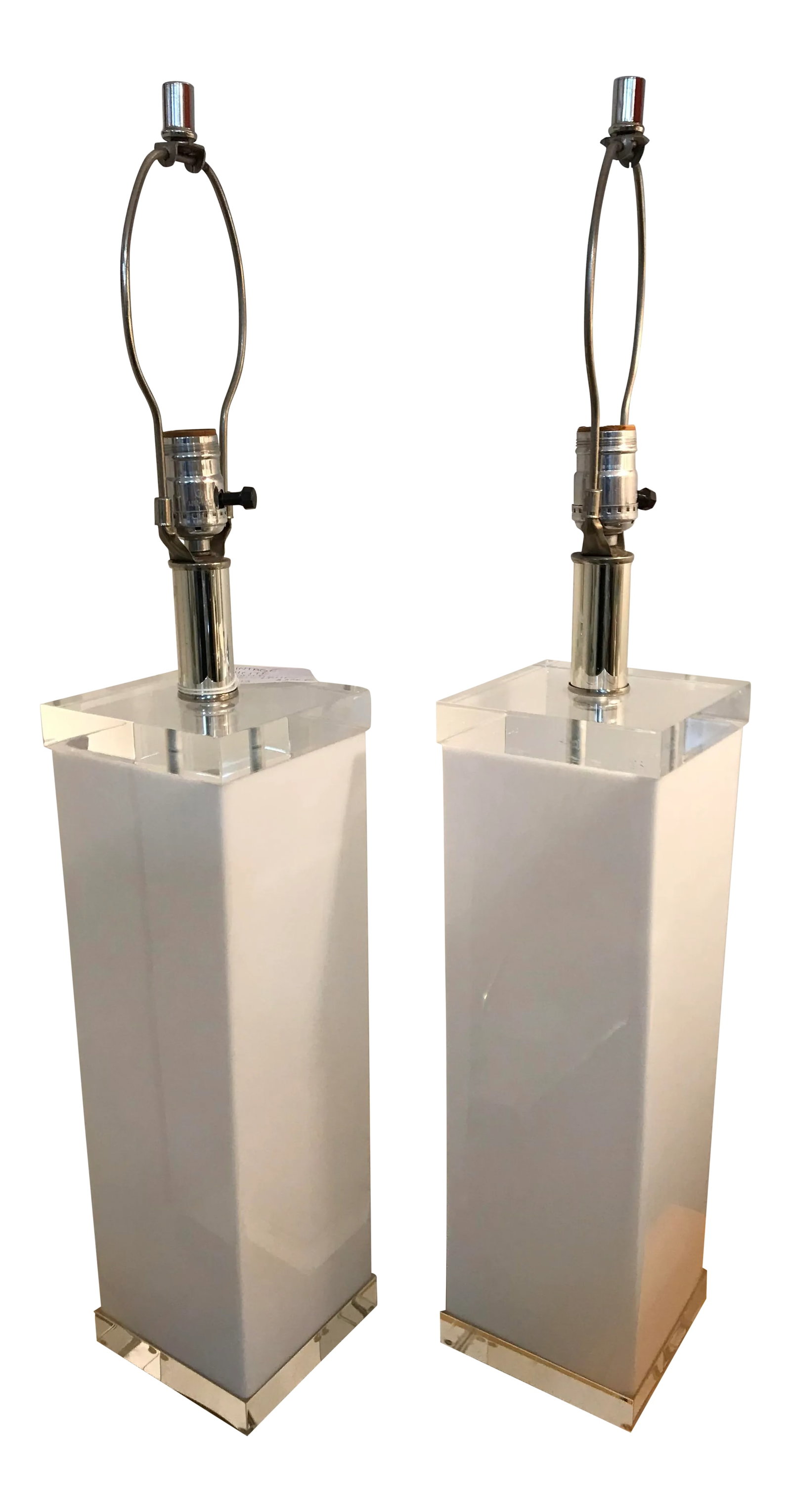White Lucite Lamps - a Pair (1 of 10)
