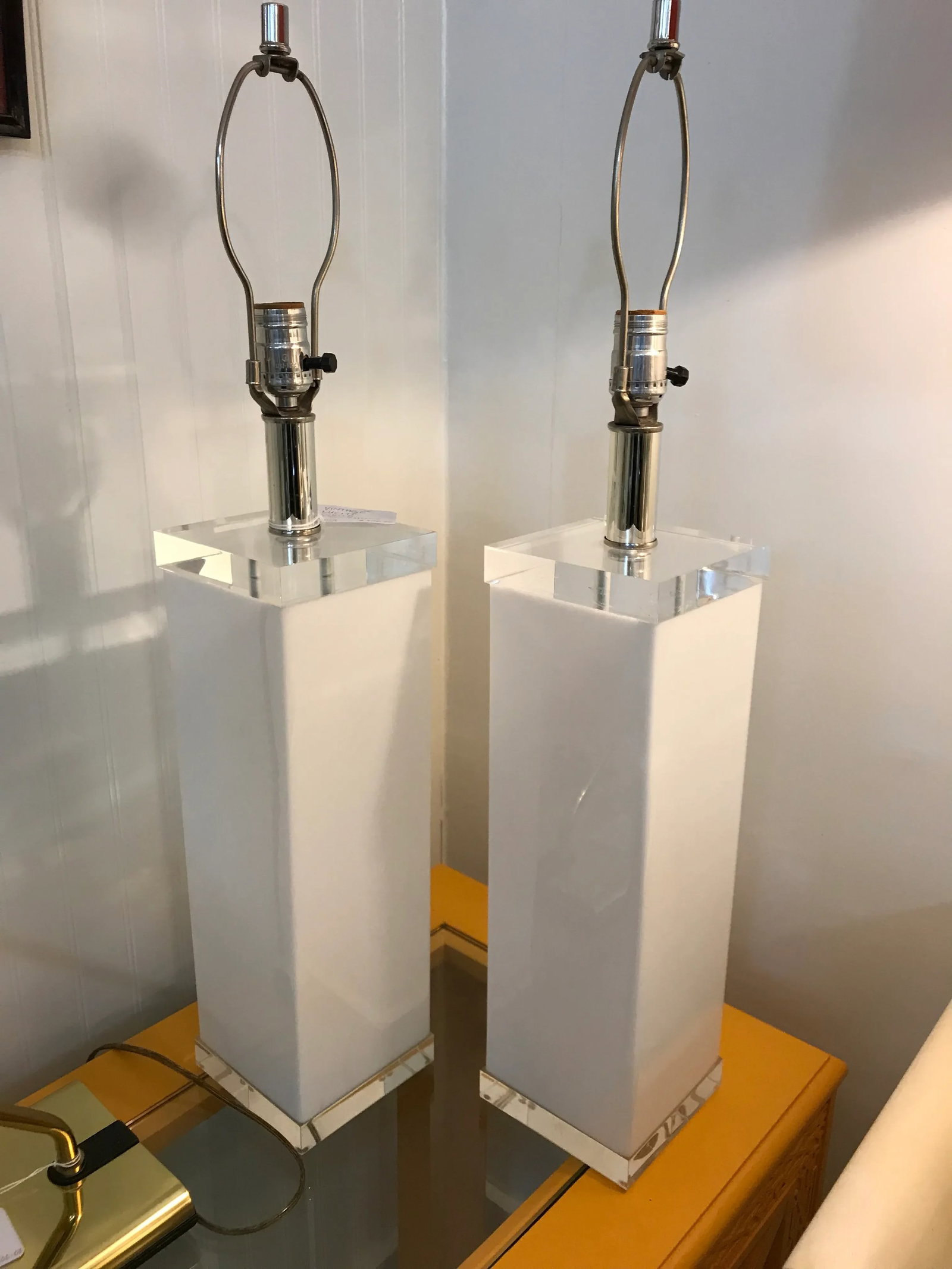 White Lucite Lamps - a Pair - 2