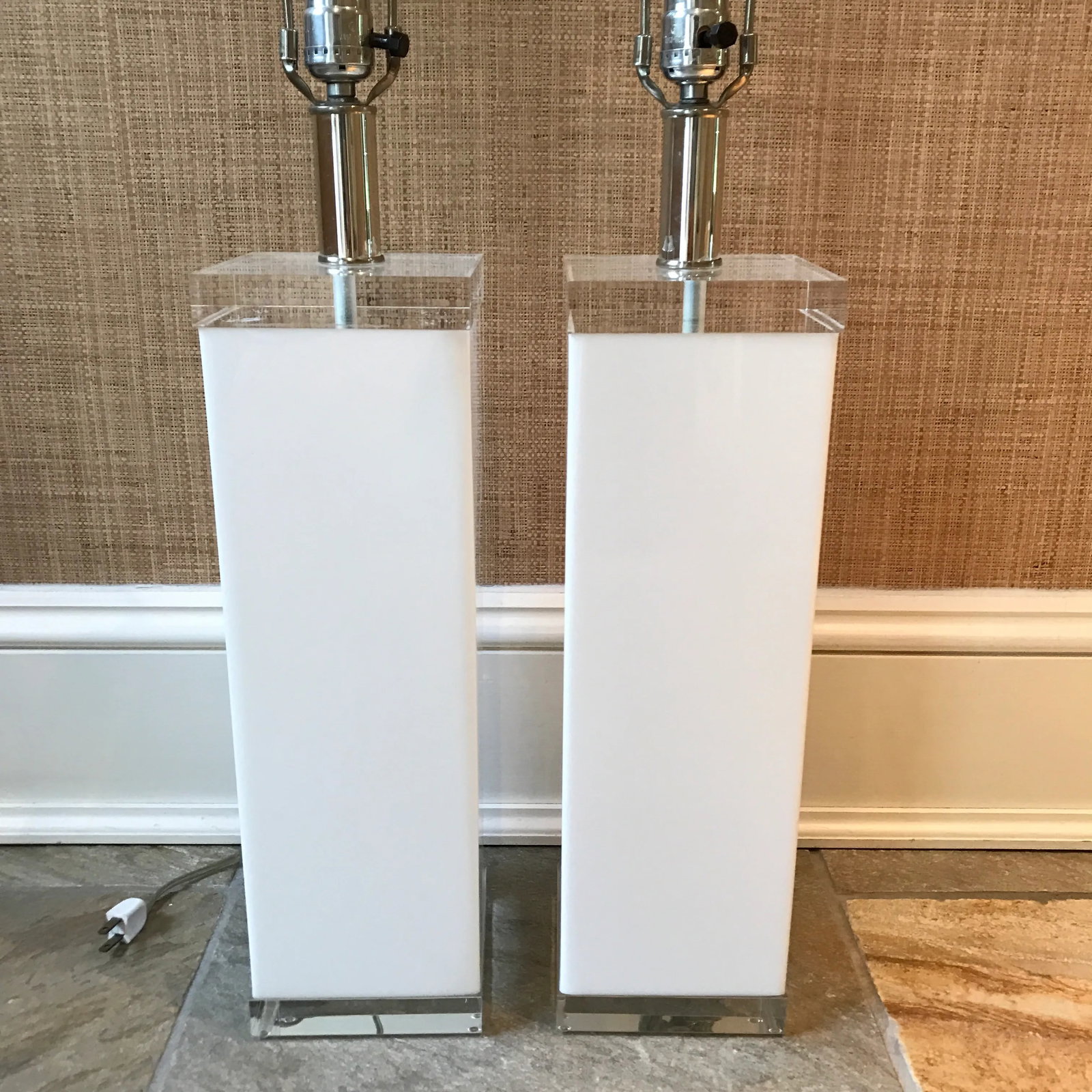 White Lucite Lamps - a Pair - 8