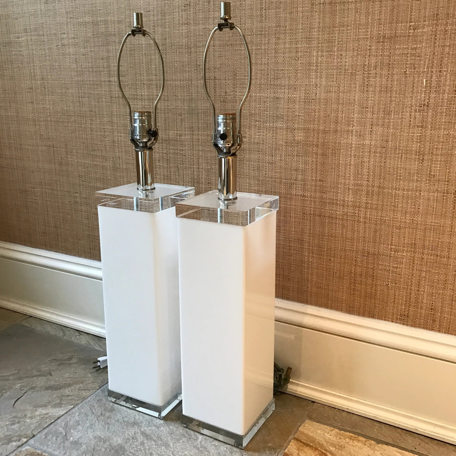 White Lucite Lamps - a Pair - 9