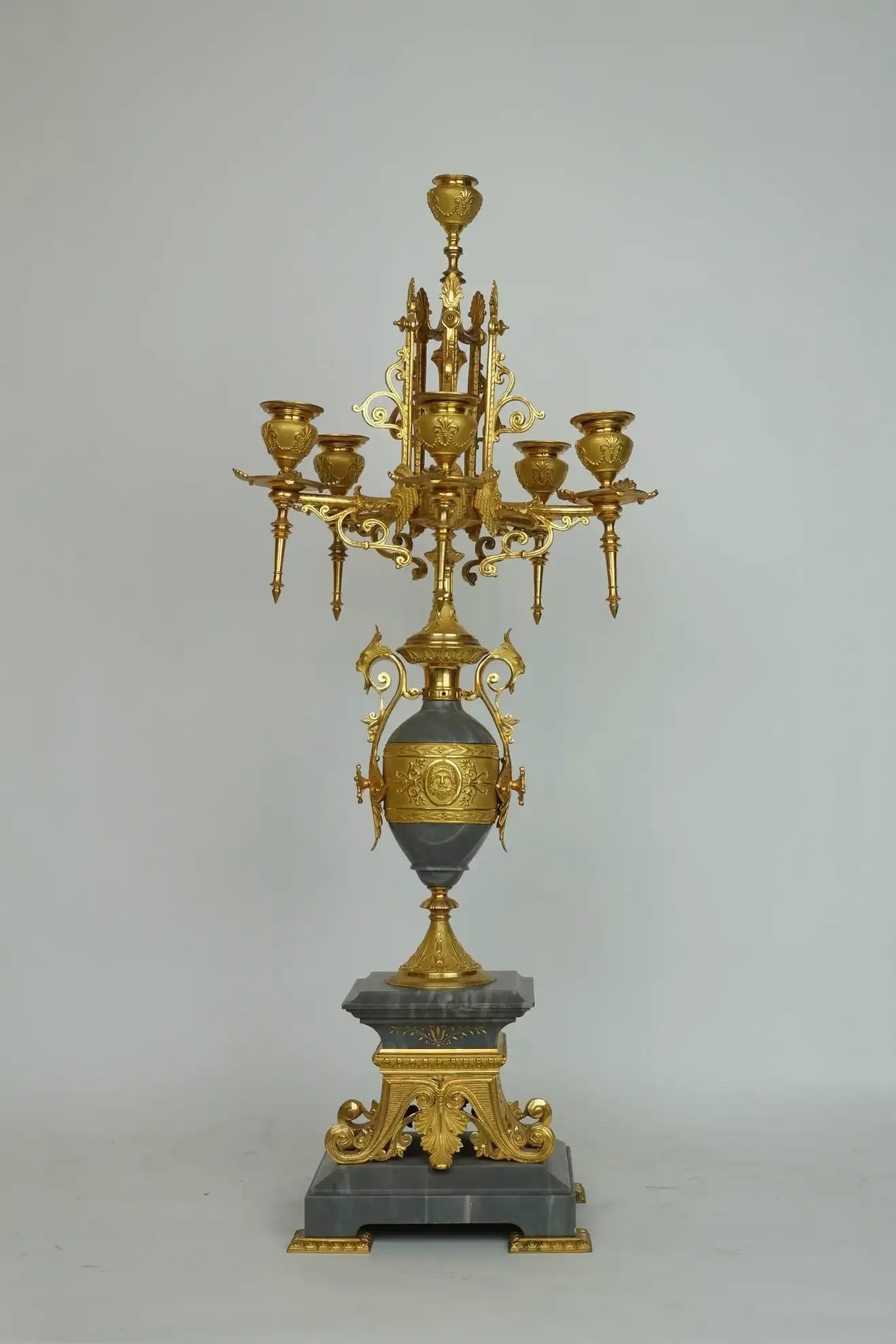 Pair French 19th Century Neo-Grecian Gilt Bronze Candelabras - 2