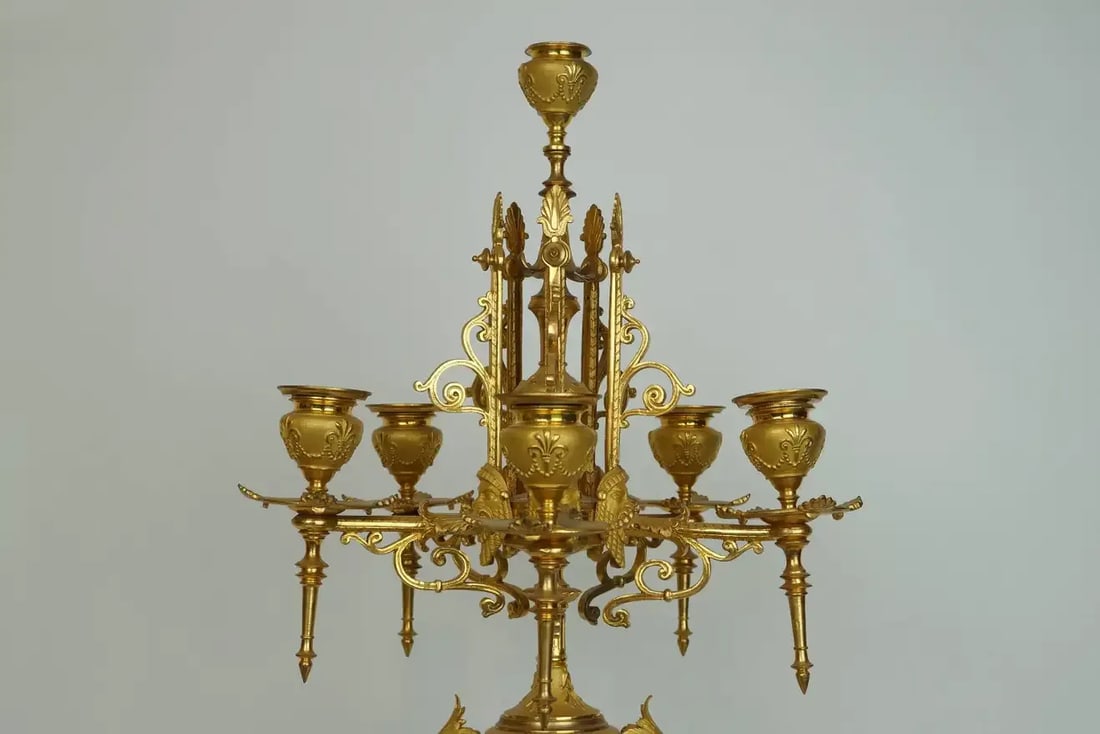 Pair French 19th Century Neo-Grecian Gilt Bronze Candelabras - 3