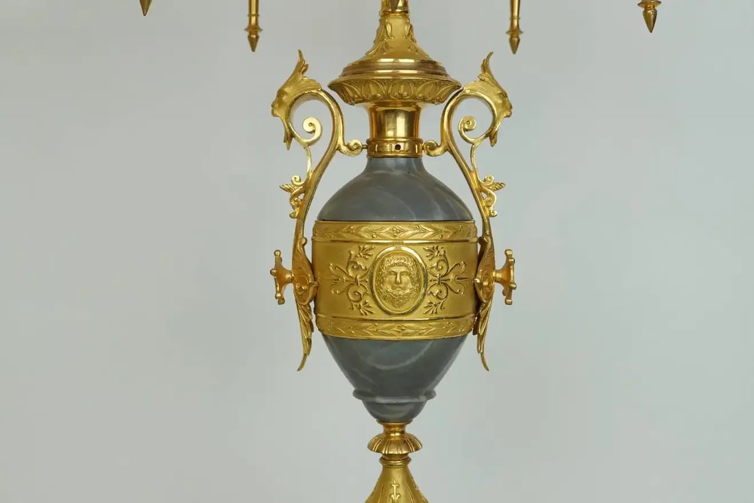 Pair French 19th Century Neo-Grecian Gilt Bronze Candelabras - 4