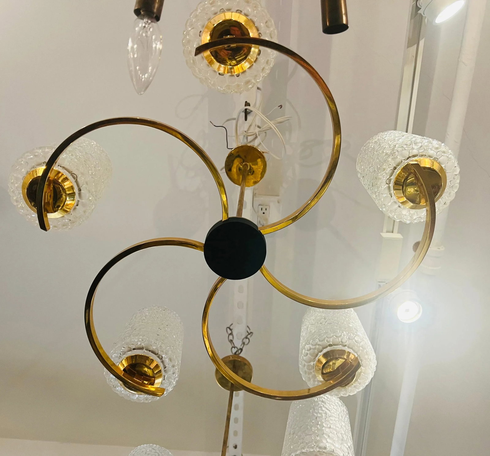 French 1960s Arlus Golden Glass Pendant Mid Century - 10