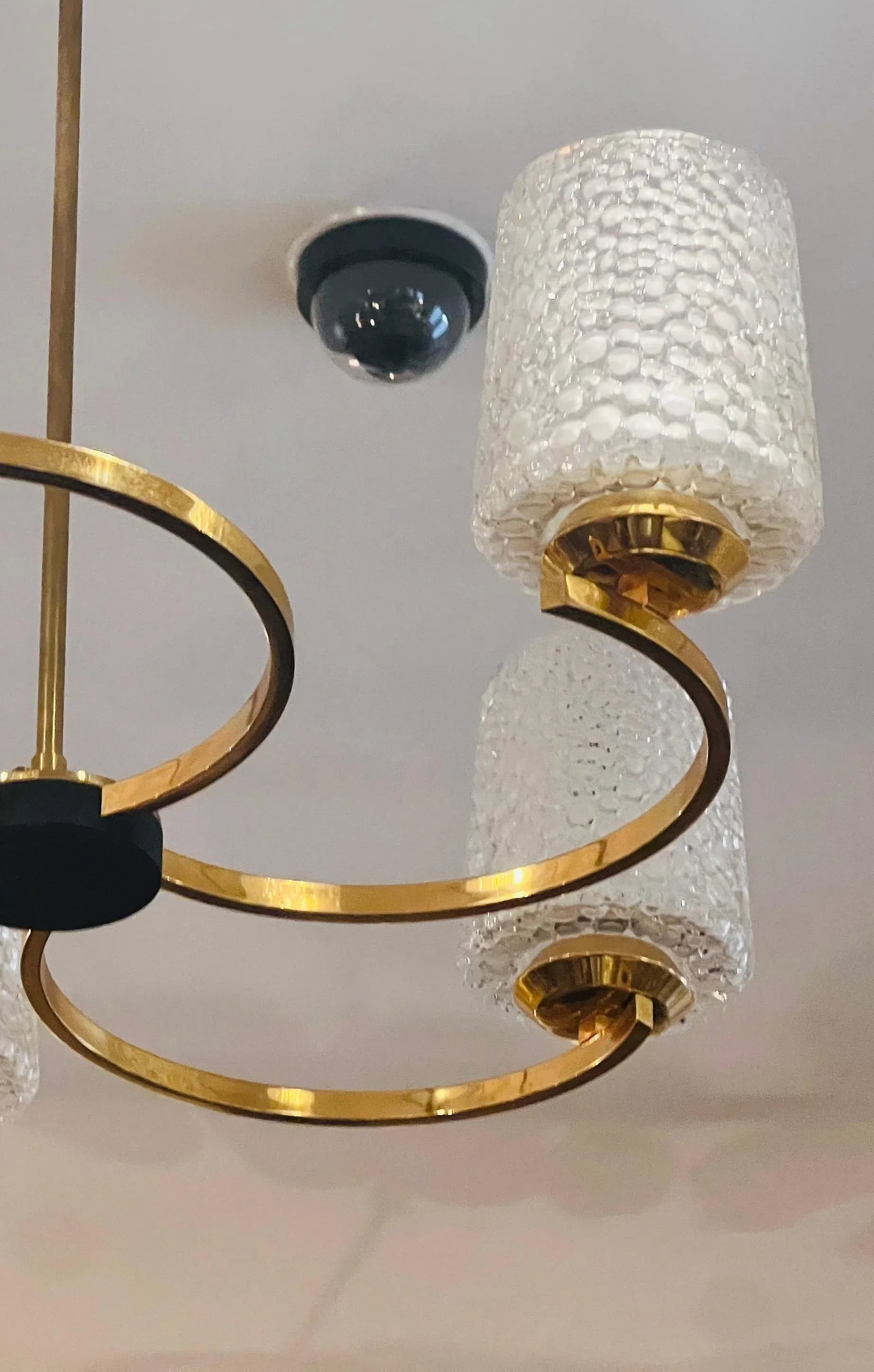 French 1960s Arlus Golden Glass Pendant Mid Century - 4