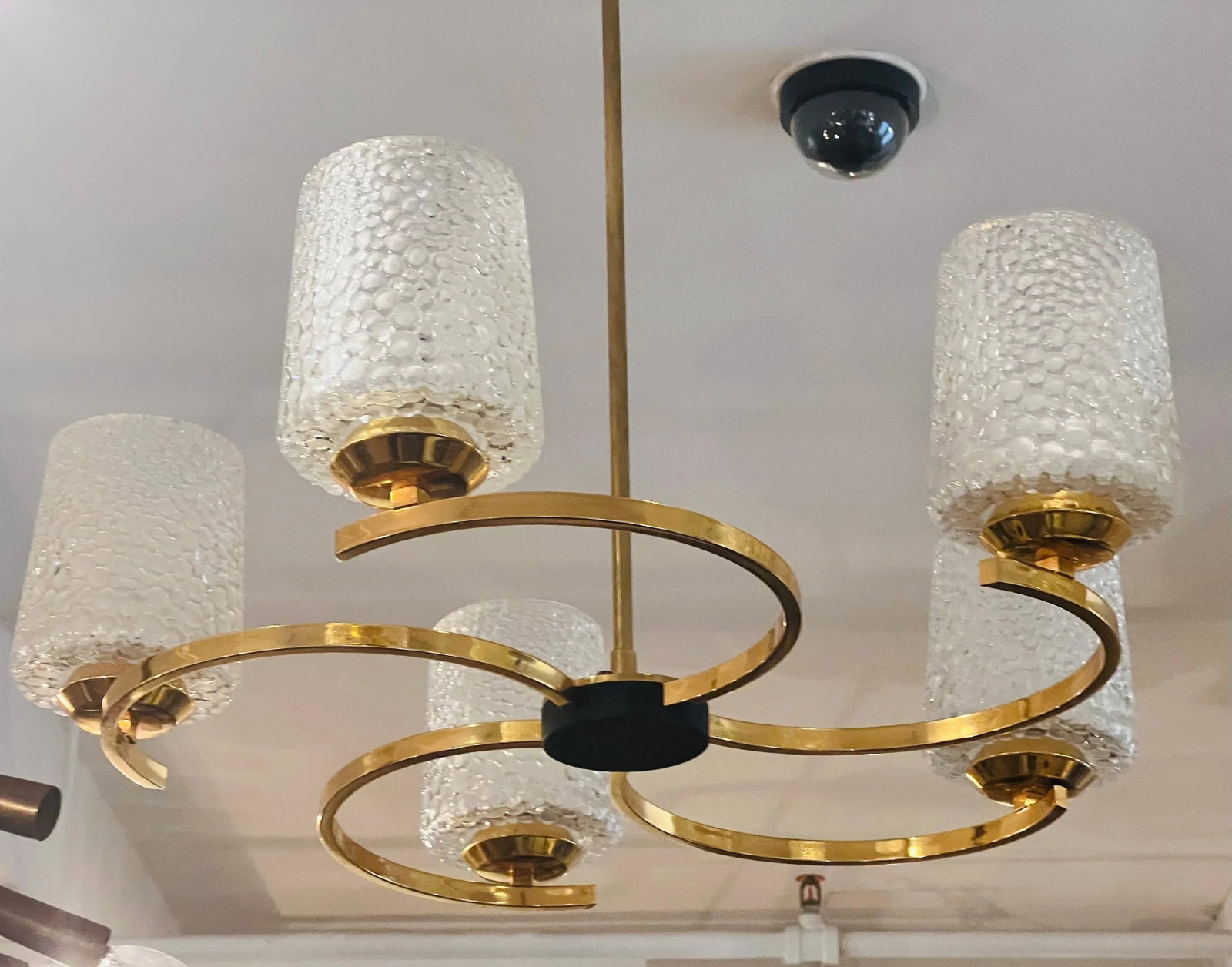 French 1960s Arlus Golden Glass Pendant Mid Century - 8