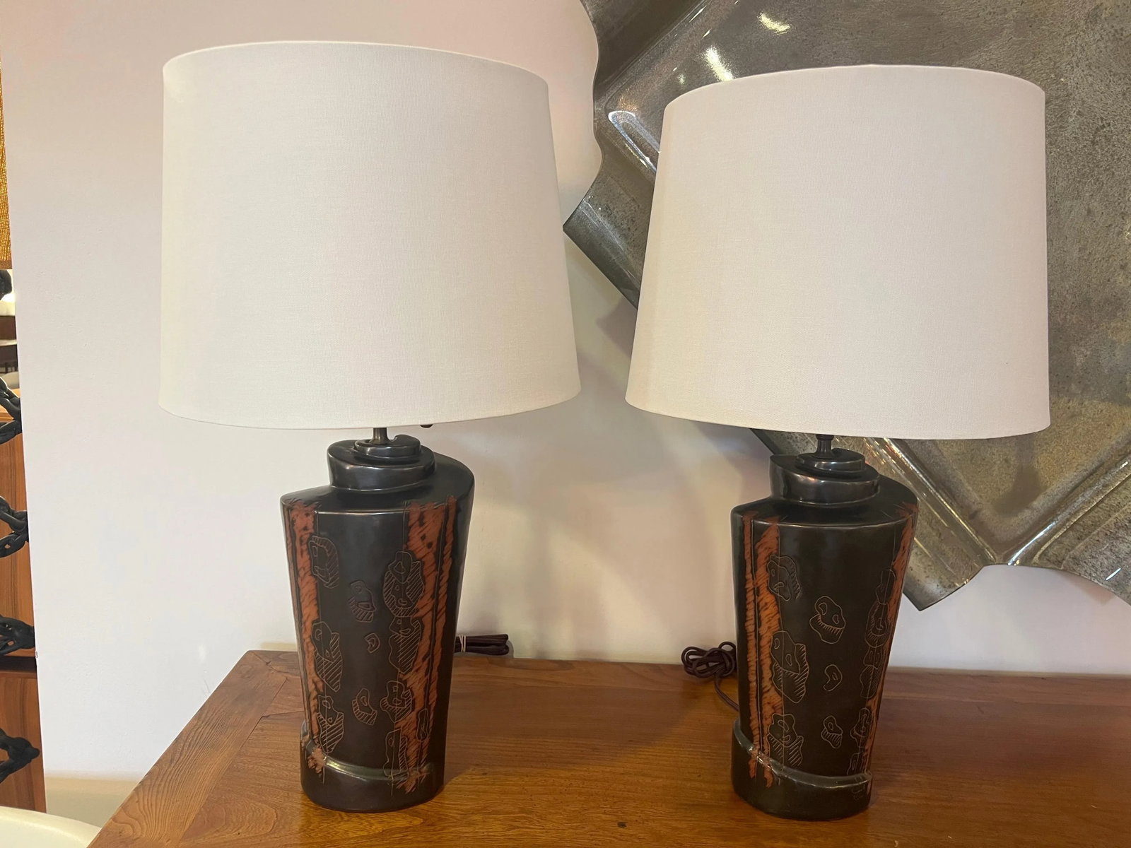 1940s American Marianna von Allesch Ceramic Table Lamps - A Pair - 3