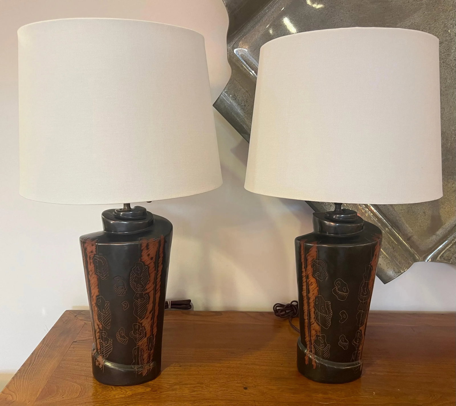 1940s American Marianna von Allesch Ceramic Table Lamps - A Pair - 4