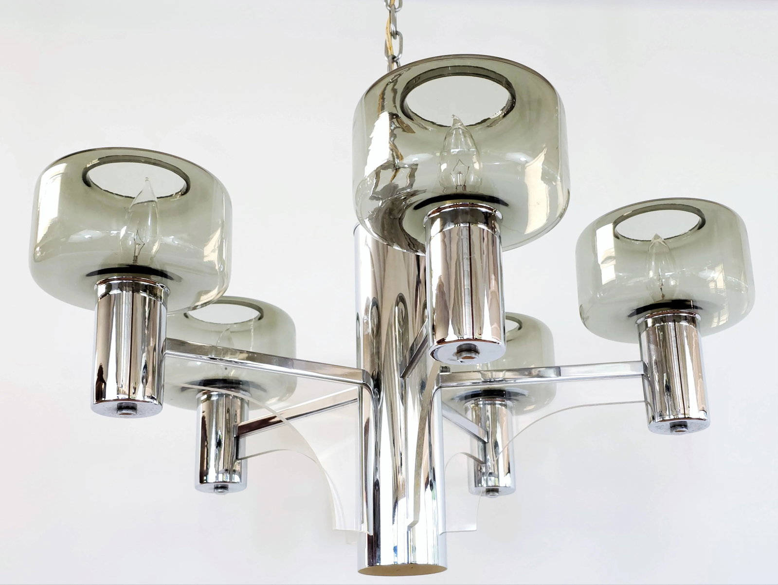 Vintage Mid-Centuy Chrome and Lucite Chandelier - 5