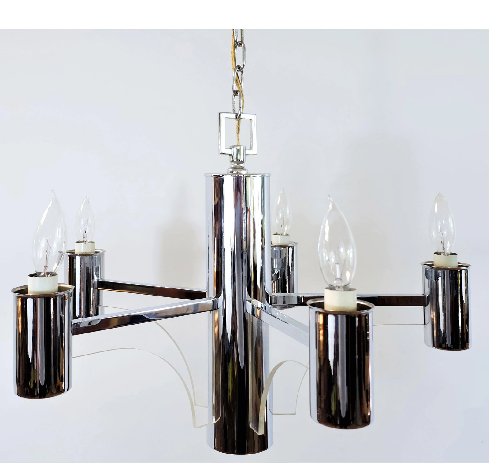 Vintage Mid-Centuy Chrome and Lucite Chandelier - 6