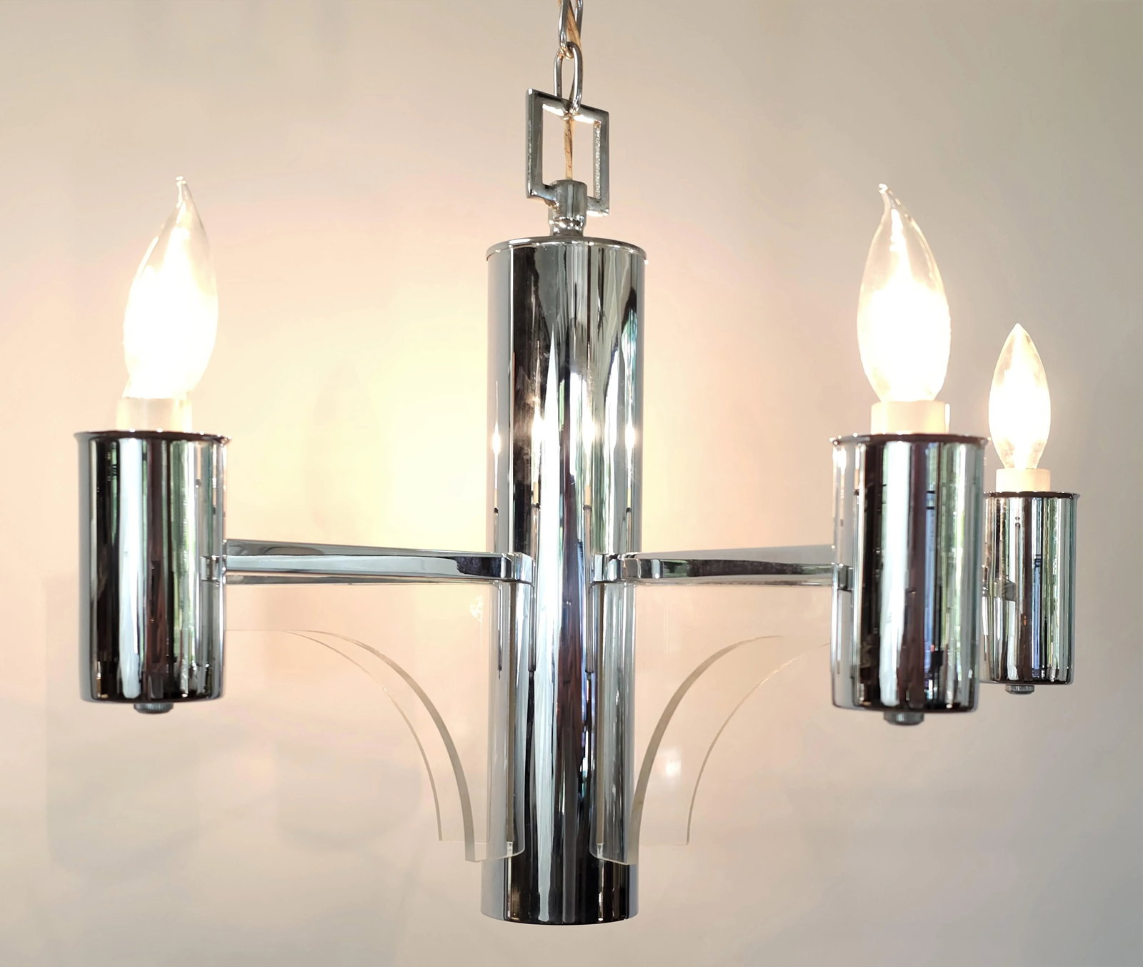 Vintage Mid-Centuy Chrome and Lucite Chandelier - 7