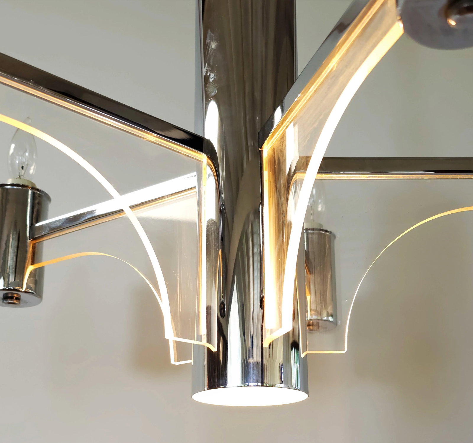 Vintage Mid-Centuy Chrome and Lucite Chandelier - 8