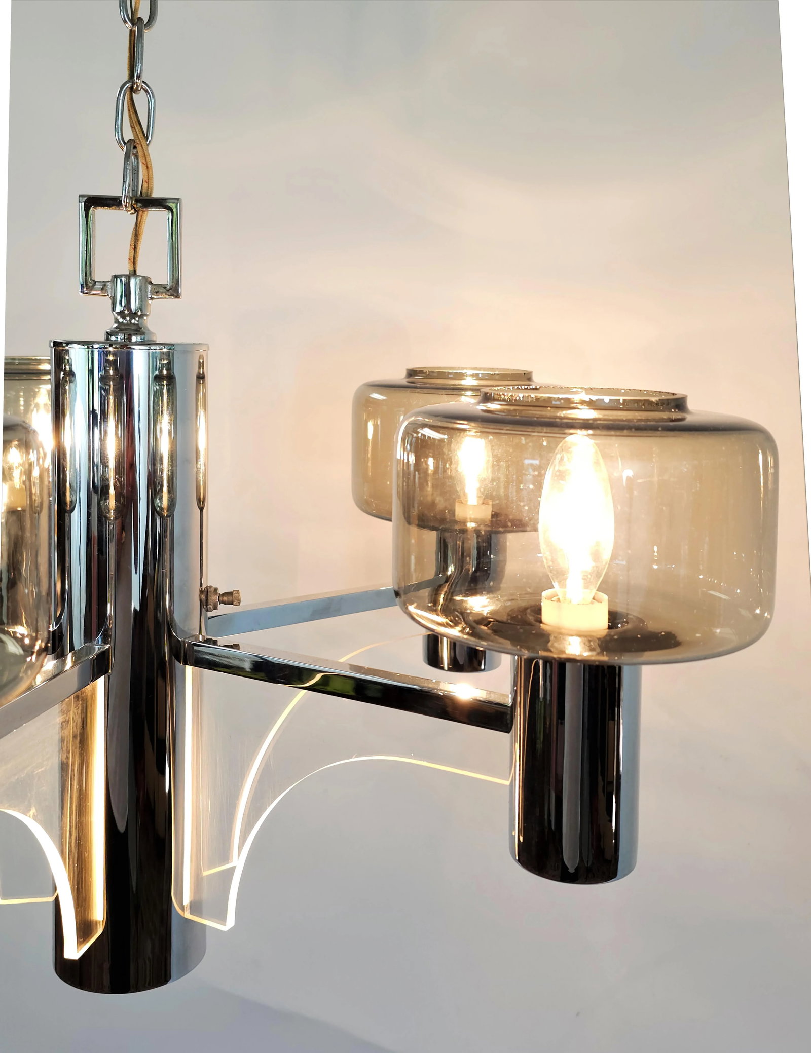 Vintage Mid-Centuy Chrome and Lucite Chandelier - 9
