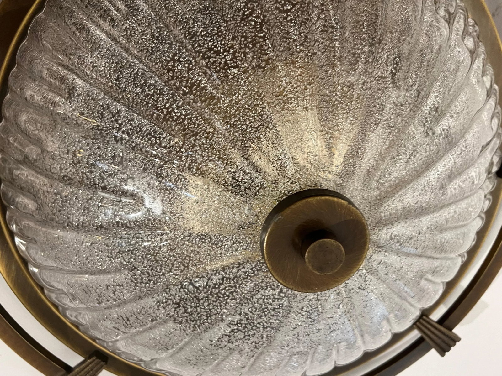 Large Nautical 1960 German Mid Century Flush Lamp Kaiser Leuchten Murano Glass - 10
