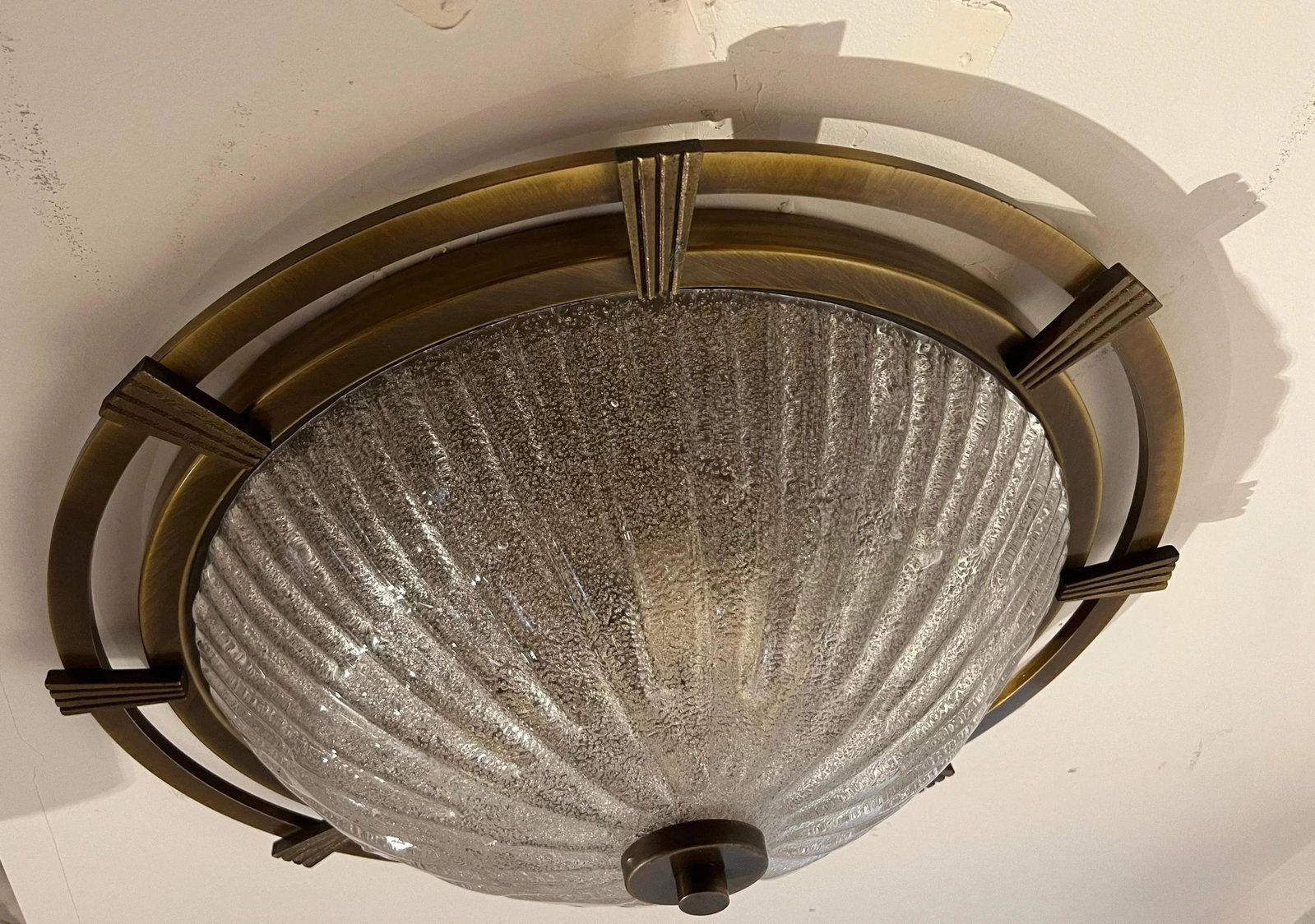 Large Nautical 1960 German Mid Century Flush Lamp Kaiser Leuchten Murano Glass - 8