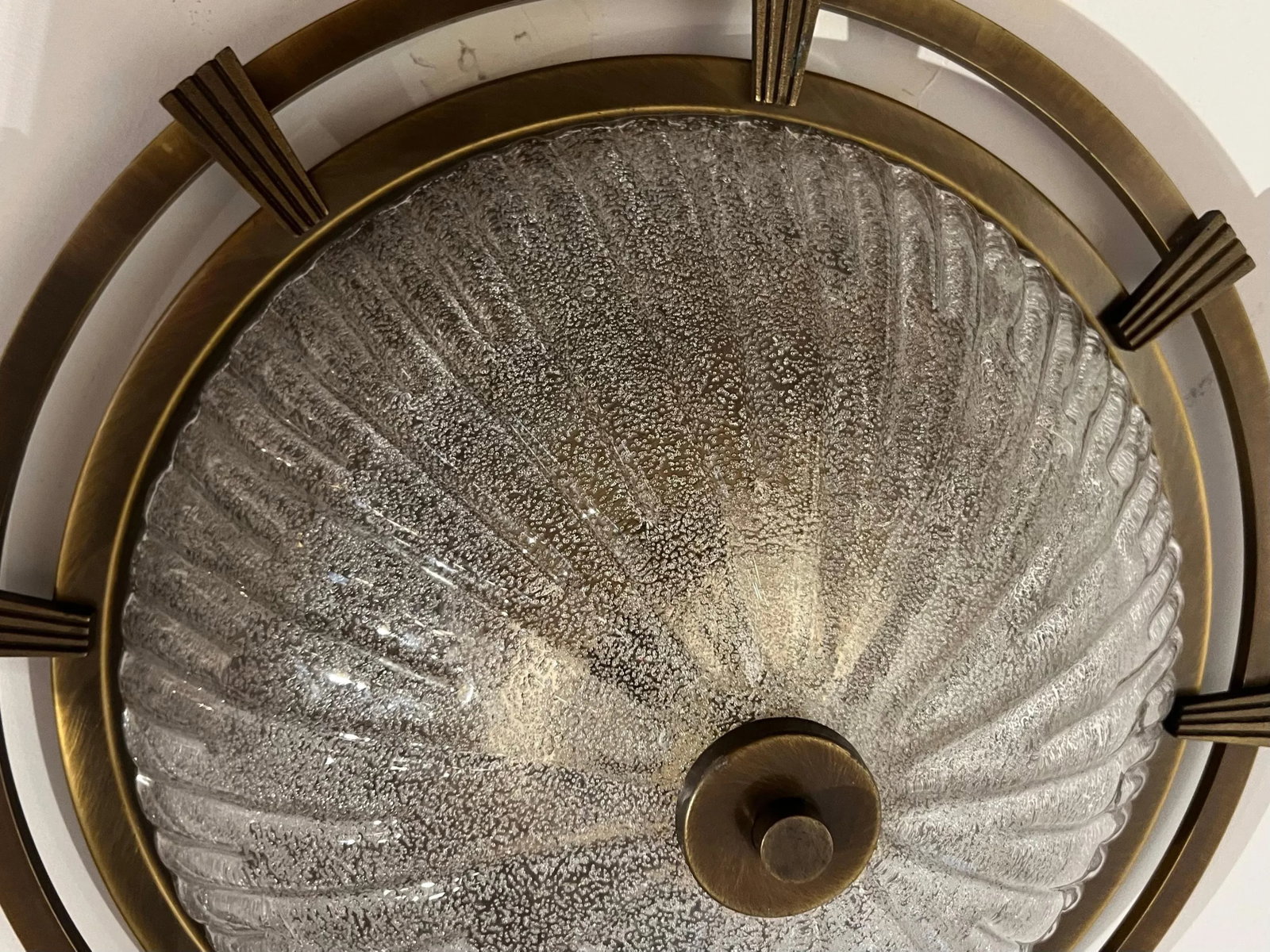 Large Nautical 1960 German Mid Century Flush Lamp Kaiser Leuchten Murano Glass - 9