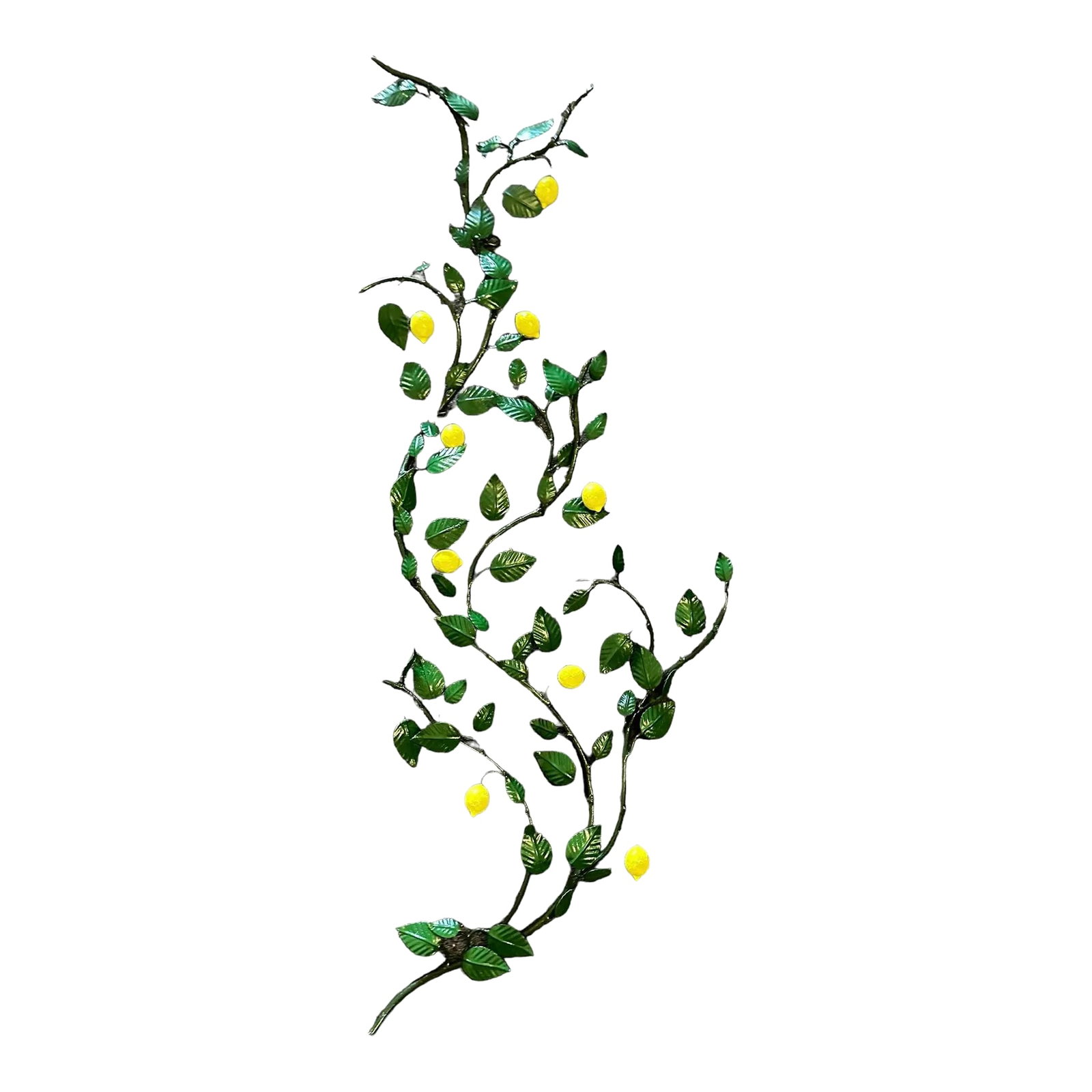 Antique Italian Iron Work Lemon Tree Wall Art: Italian lemon tree wall Art. Restored, repainted. Condition: Alterations: Original Design Modified Imperfections: Some Imperfections Condition Notes: Beautiful repainted iron work. Origin: Italy