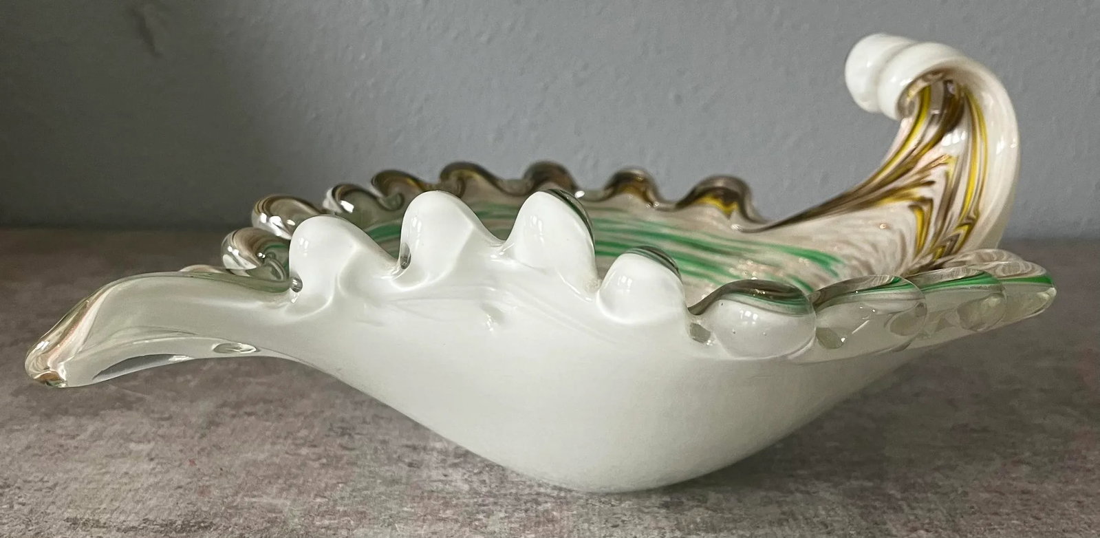 1960s Fratelli Toso Mottled Aventurine Gold Swirl Murano Art Glass Catchall or Bowl - 6