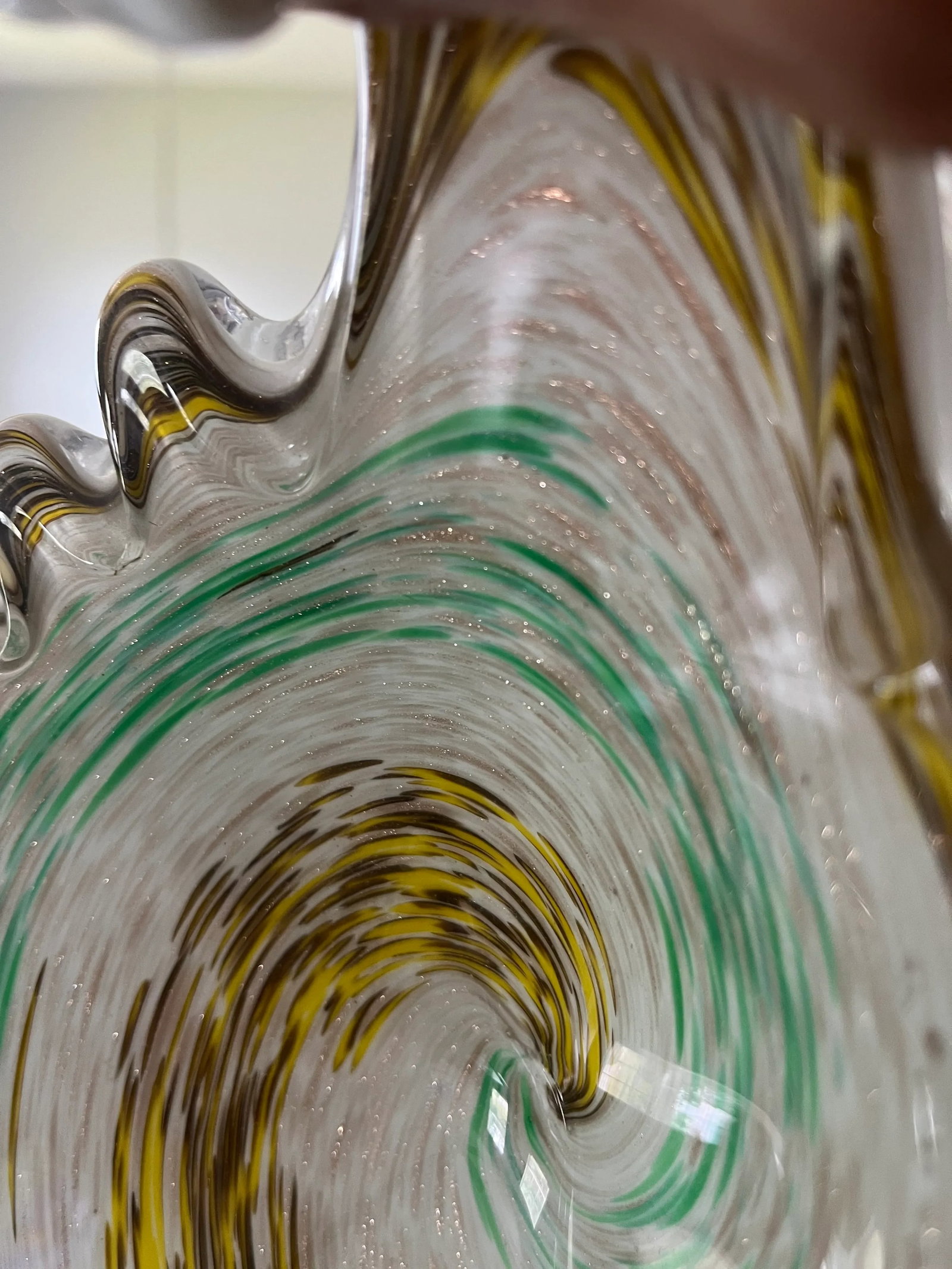 1960s Fratelli Toso Mottled Aventurine Gold Swirl Murano Art Glass Catchall or Bowl - 8