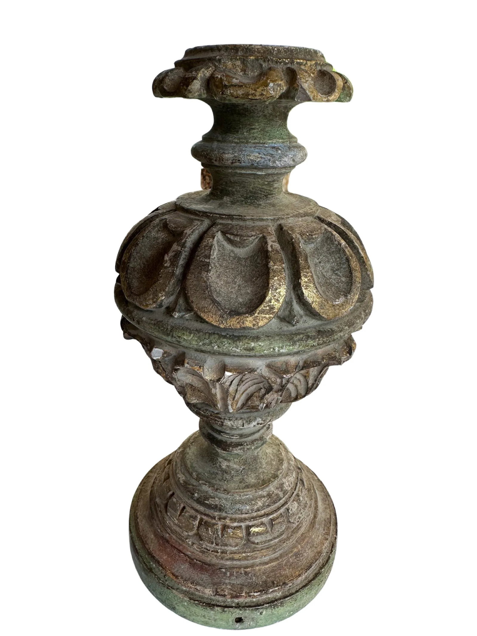 Early 19th Century Italian Carved Wood Candlesticks- a Pair - 3