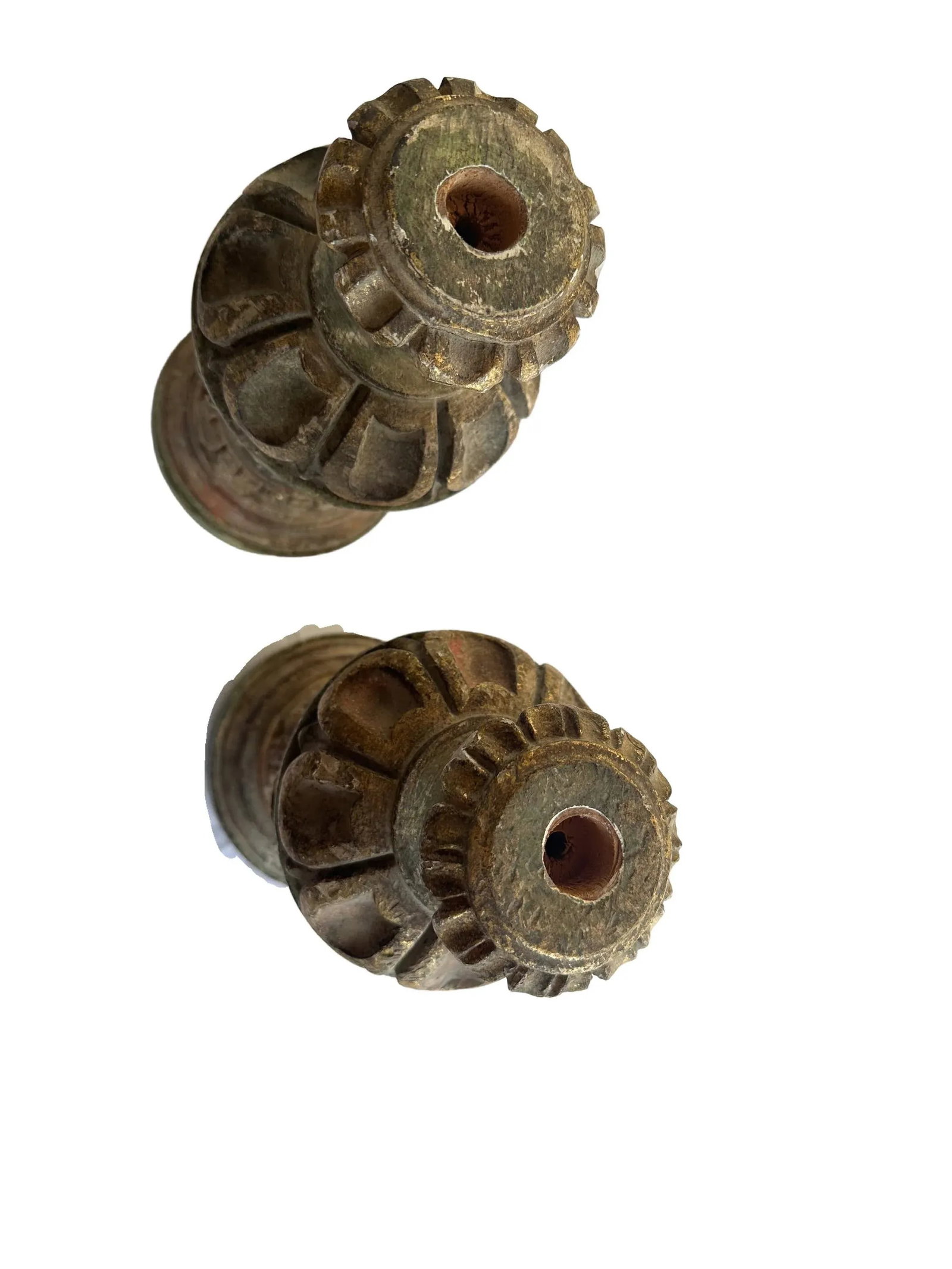 Early 19th Century Italian Carved Wood Candlesticks- a Pair - 7