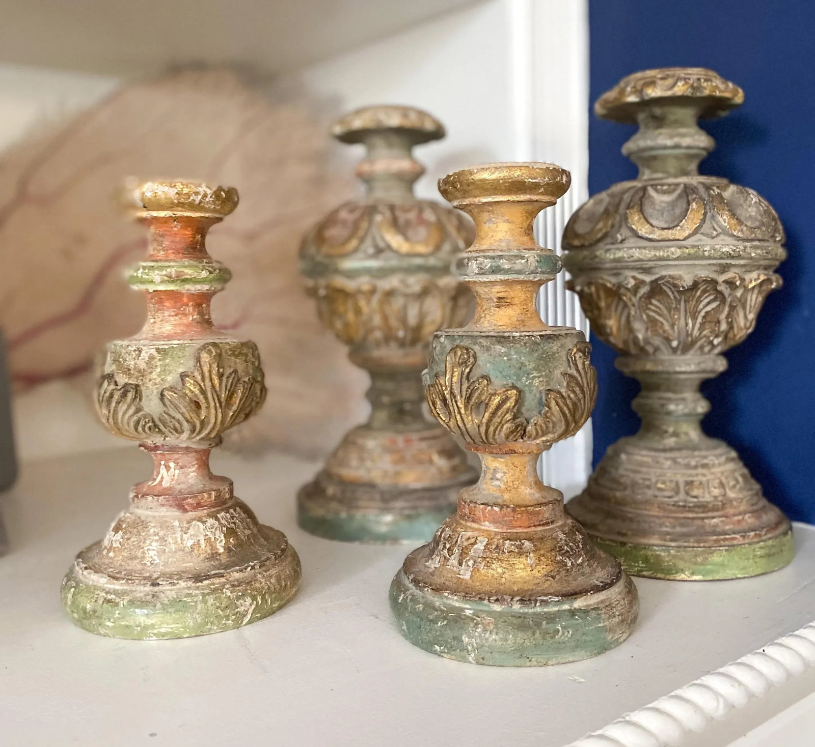 Early 19th Century Italian Carved Wood Candlesticks- a Pair - 8