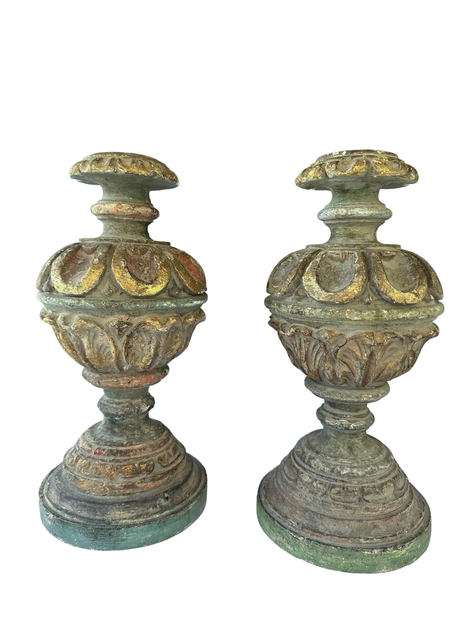 Early 19th Century Italian Carved Wood Candlesticks- a Pair - 9