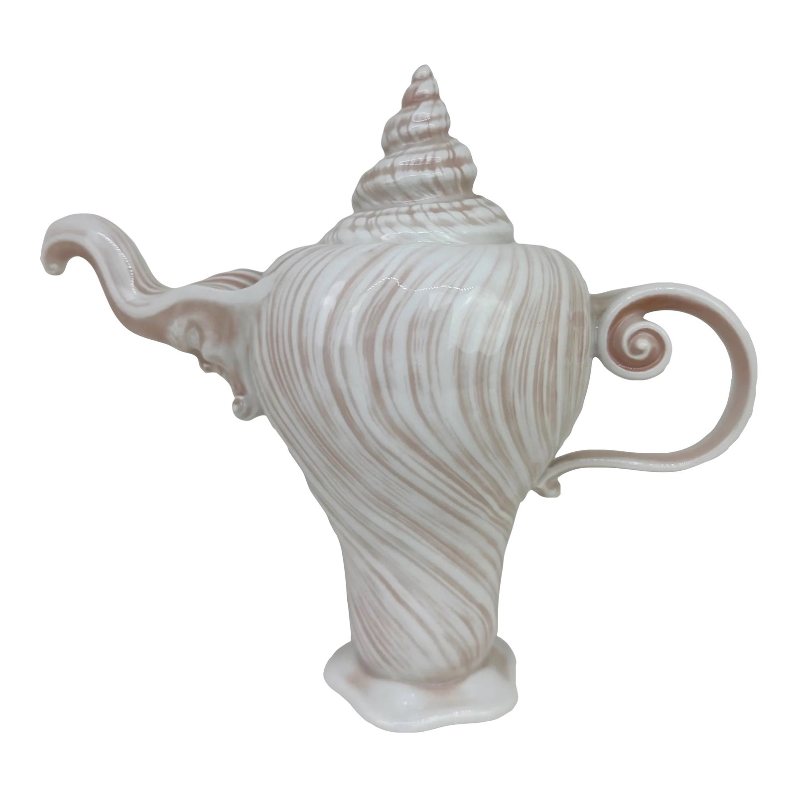 1970s Royal Copenhagen Arje Griegst Rosa Konkylie Triton Coffee Pot: Vintage Royal Copenhagen Konkylie Triton coffee pot in pink porcelain. Designed by the renowned Danish jeweler and goldsmith Arje Griegst in 1978. The original color is pink from 1978 until 1984. The
