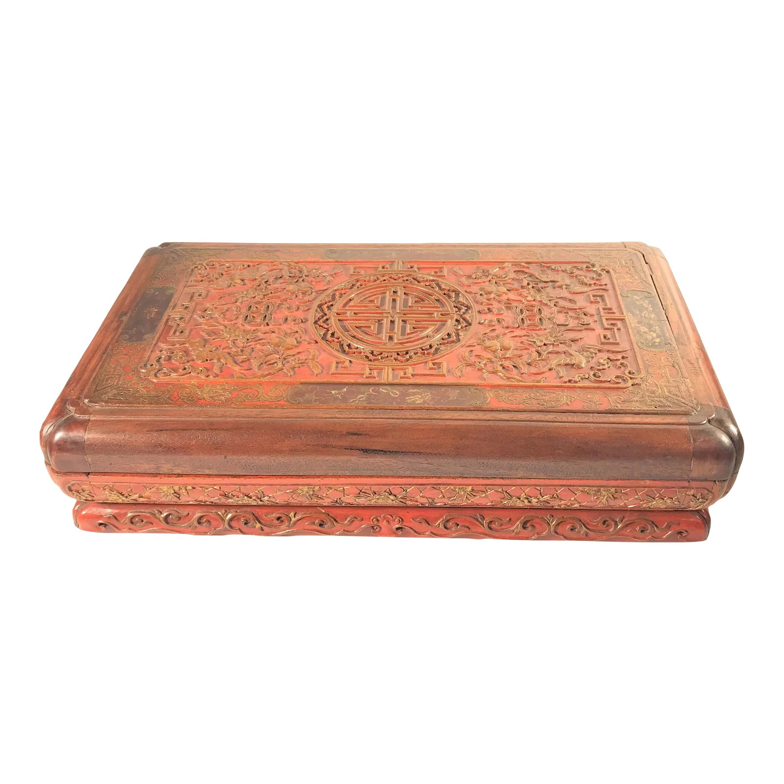 Antique Early 19th Century Carved Presentation Box With Named Identification: Many beautiful antique objects from well appointed homes in China were destroyed during the Cultural Revolution. They were either confiscated, looted, destroyed or given up freely to avoid