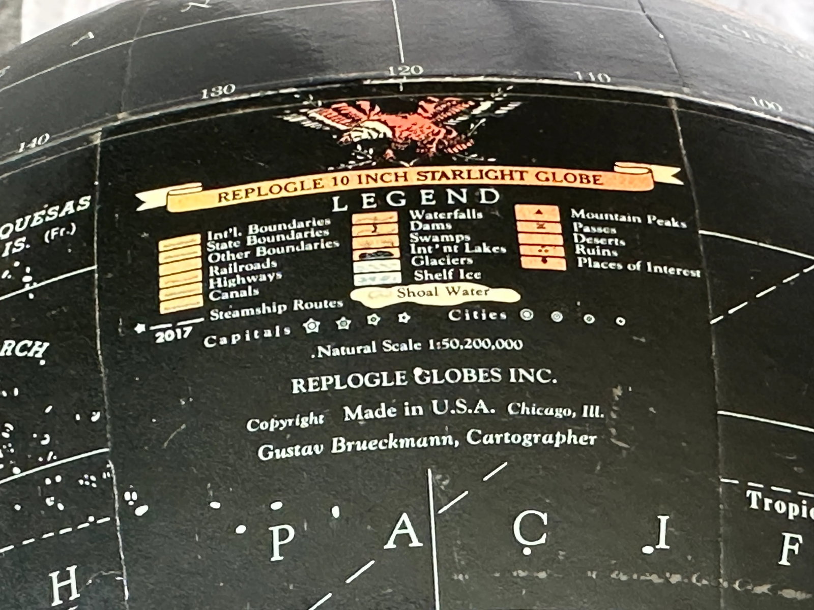 Replogle Black Ocean Starlight World Globe - 8