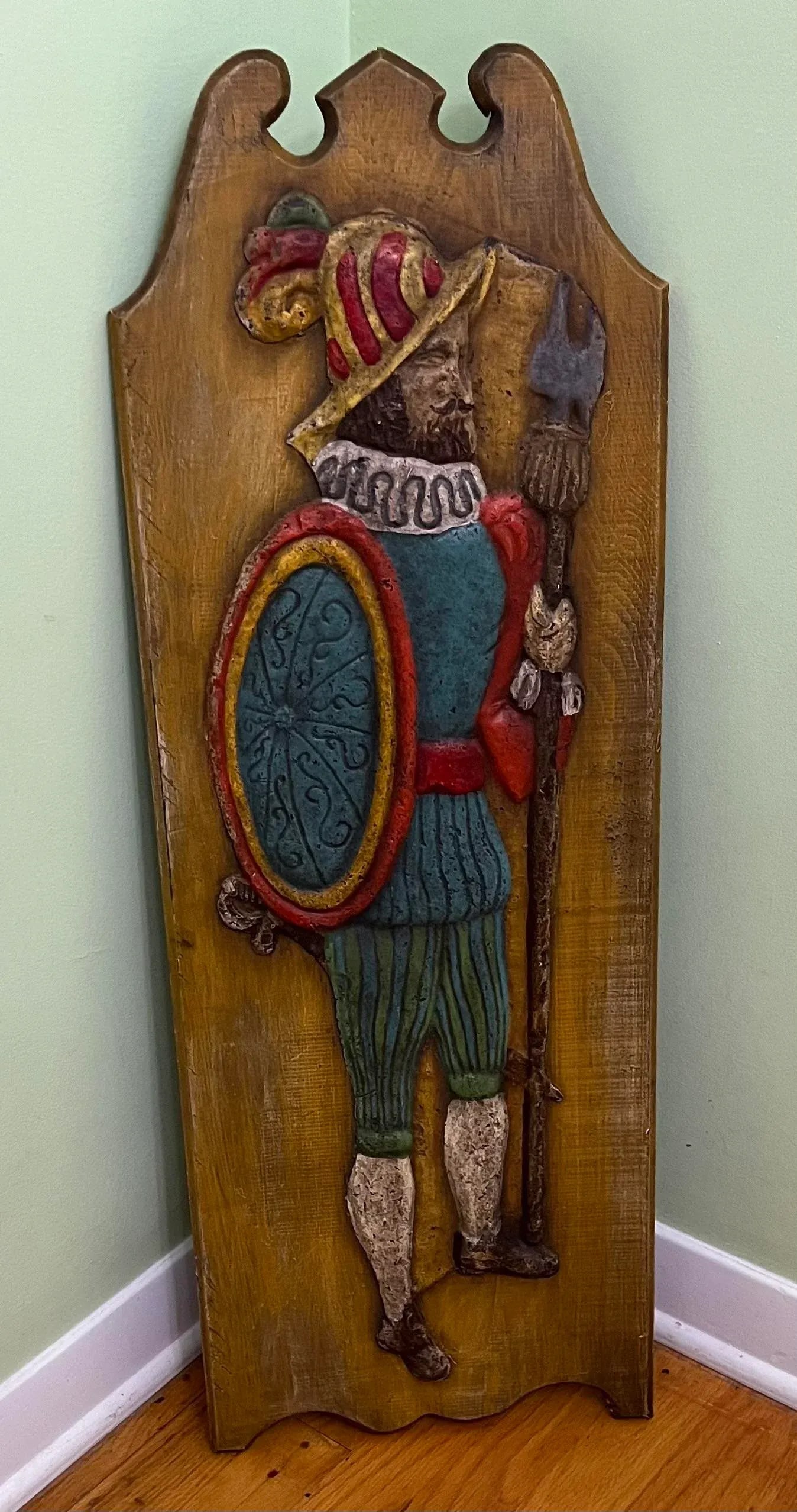 1970s Traditional Spanish Soldier Hand-Carved Mexican Folk Art Wall Hanging - 8