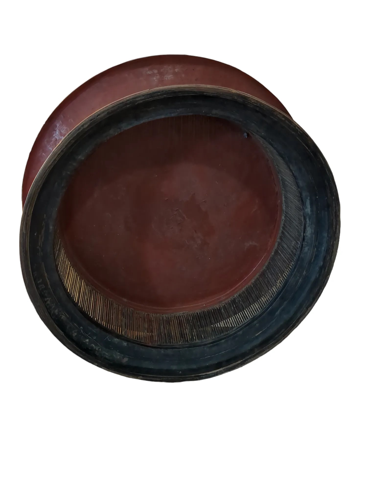 Antique Red Lacquered Urn, 19th C Burmese Offering Pot With Pedestal - 9