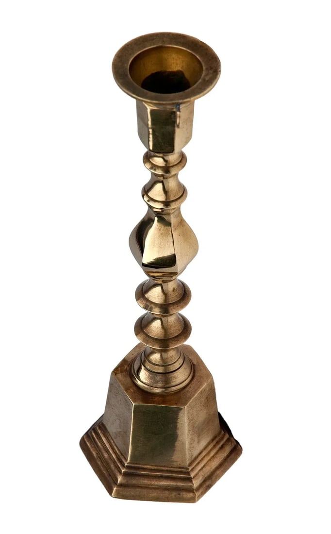 Mid 20th Century Polished Brass Candlesticks- Set of 3 - 11